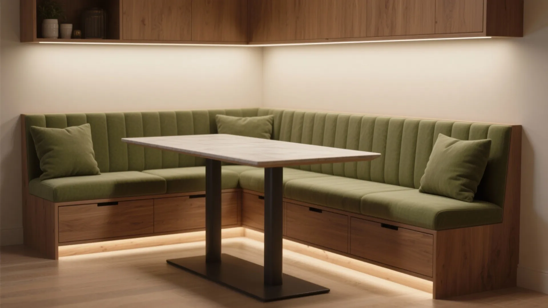 4. Built-in banquette with narrow table