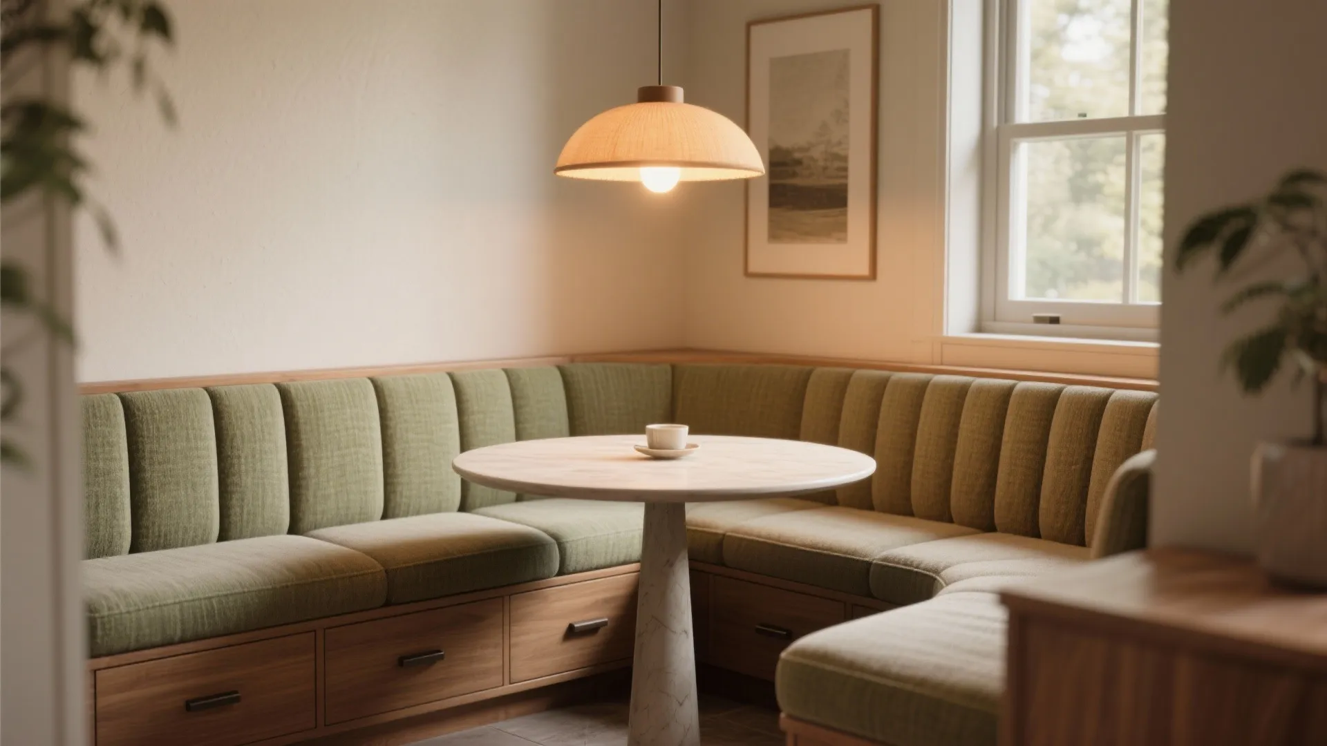 3. Pair a round table with a banquette