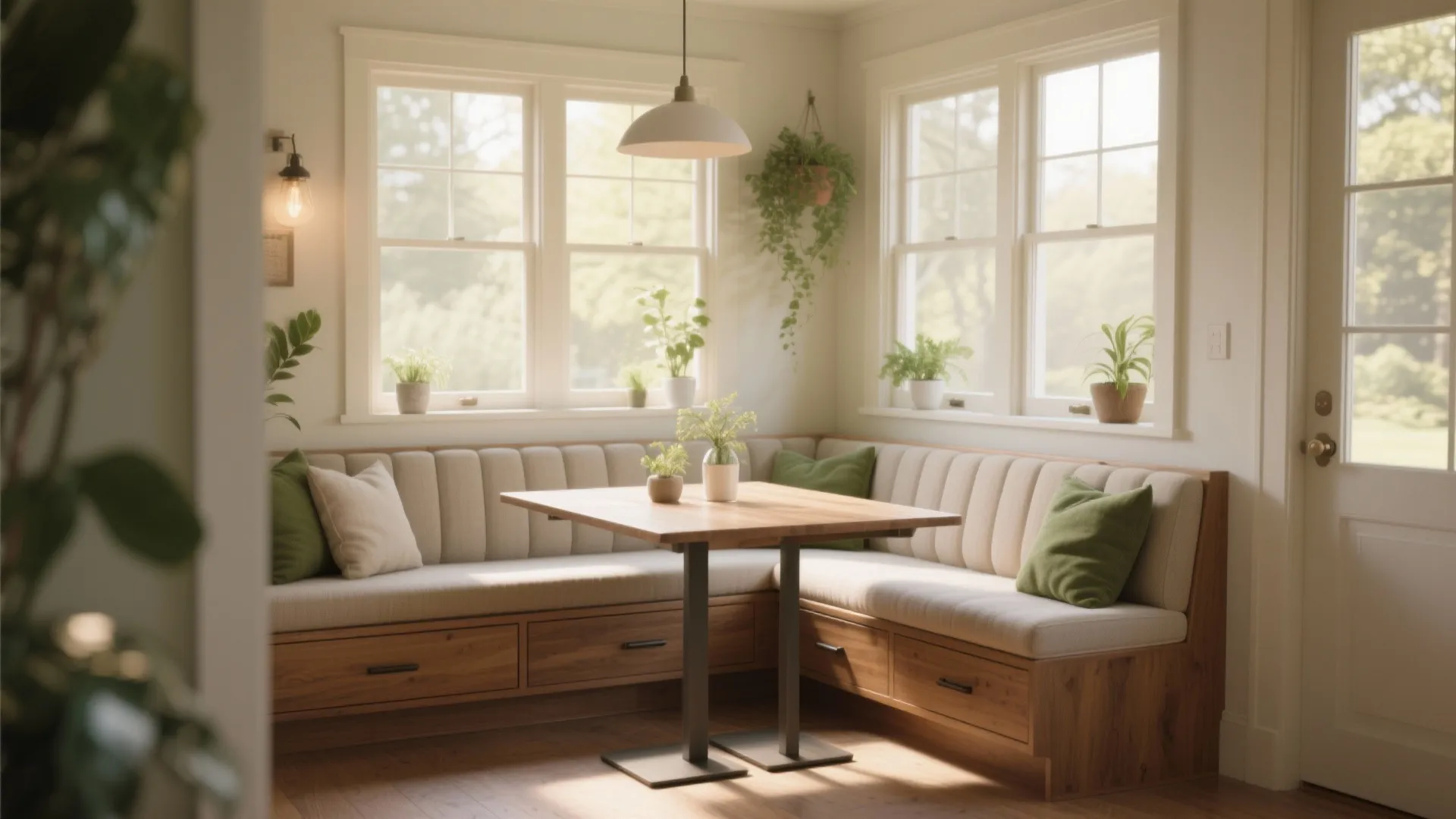 5. Nook upgrade: built-in bench + small drop leaf