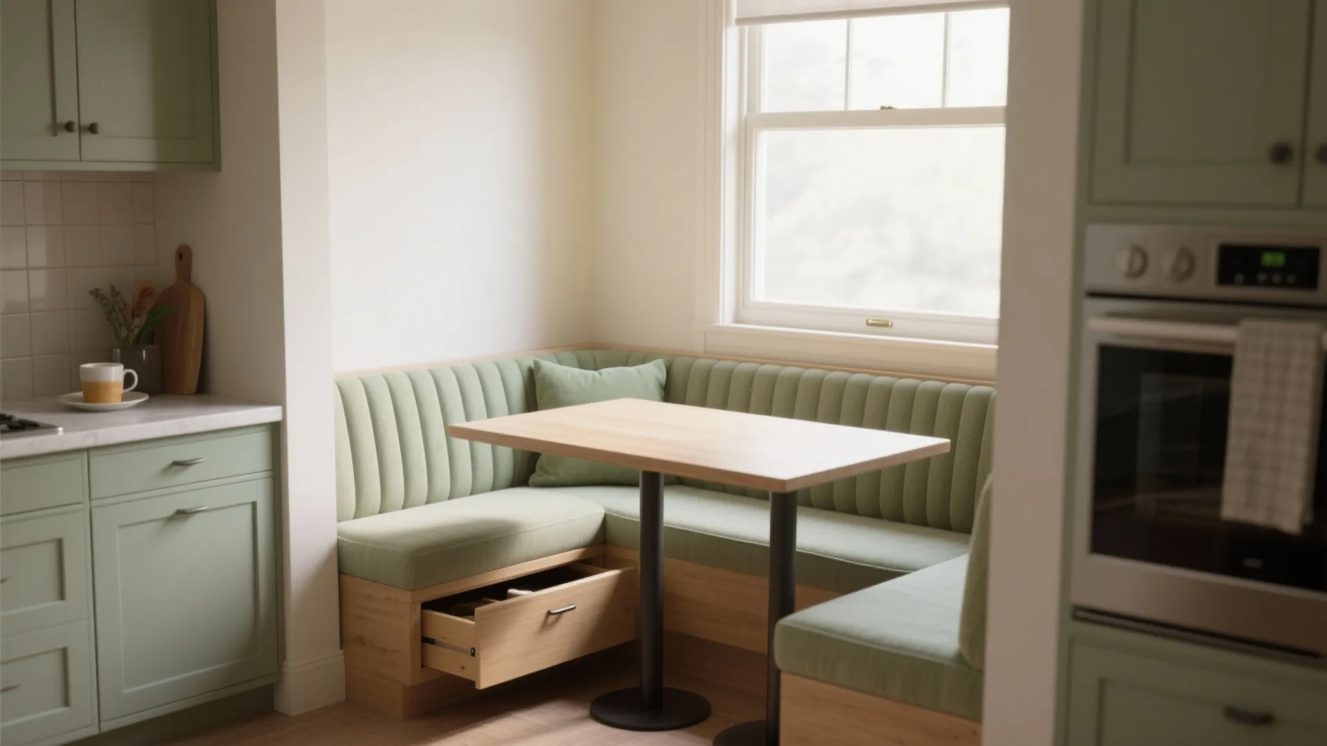 2. Built-in Banquette with a Slim Table