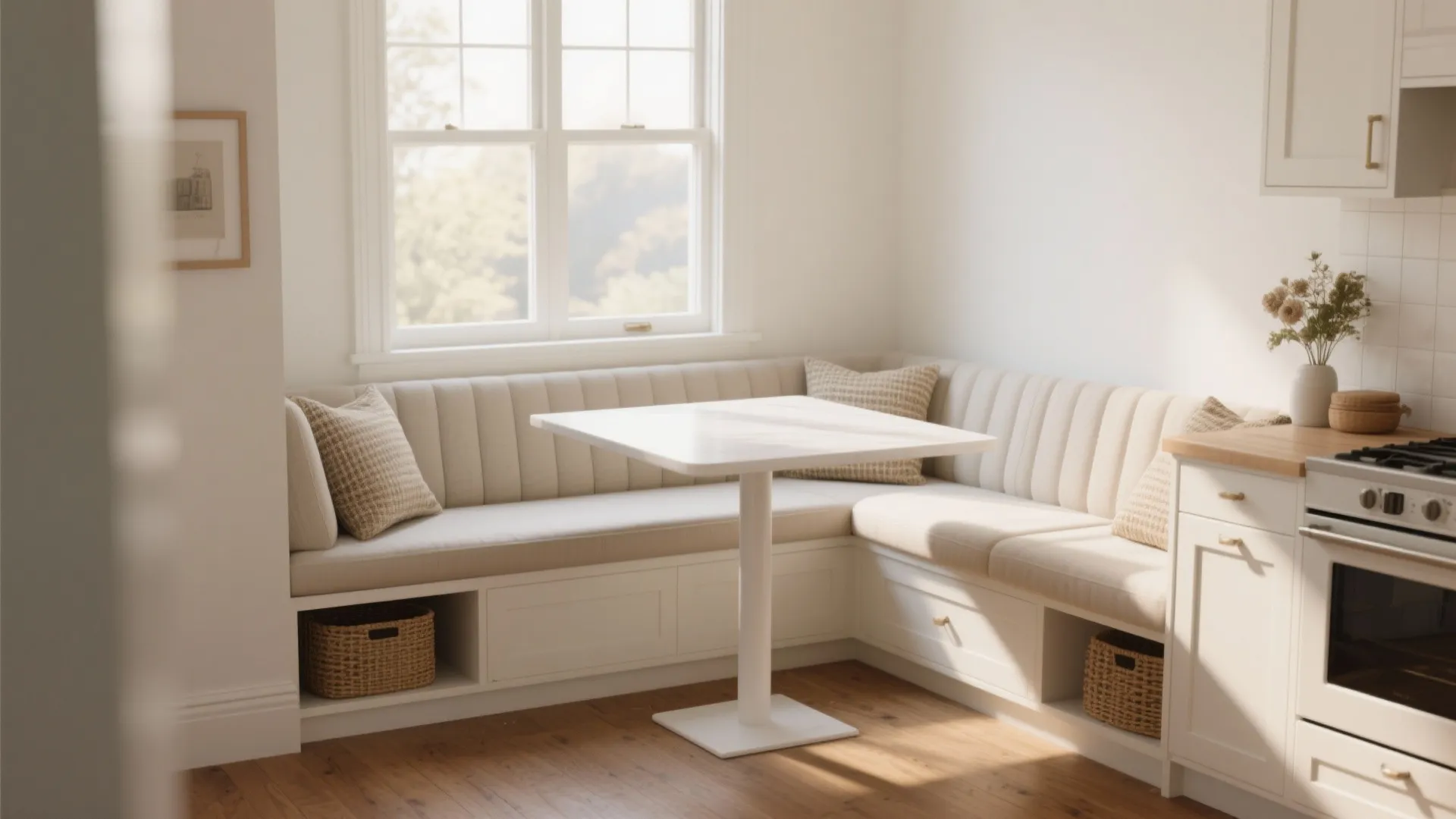 3. Built-in banquette to anchor the table