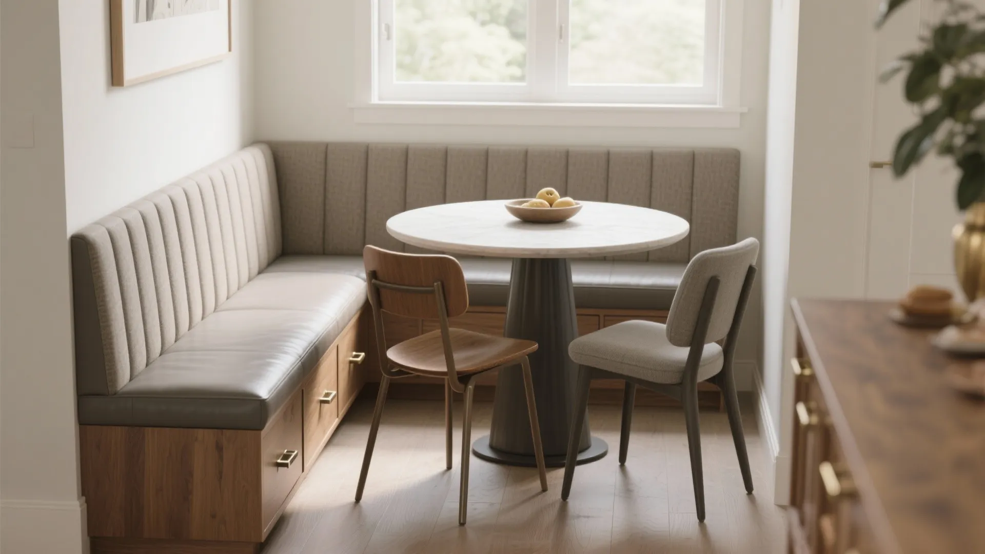 Banquette seating with hidden storage