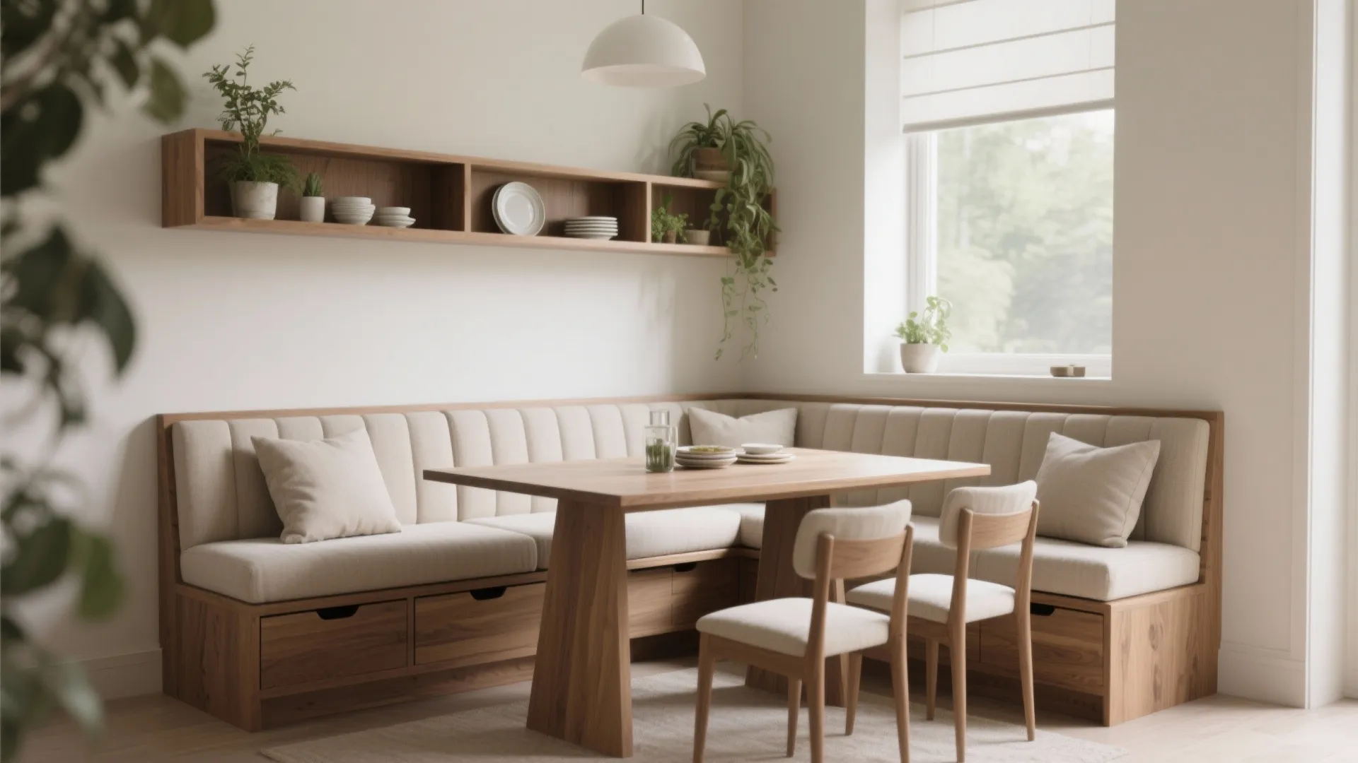 2. Banquette + shelf combo