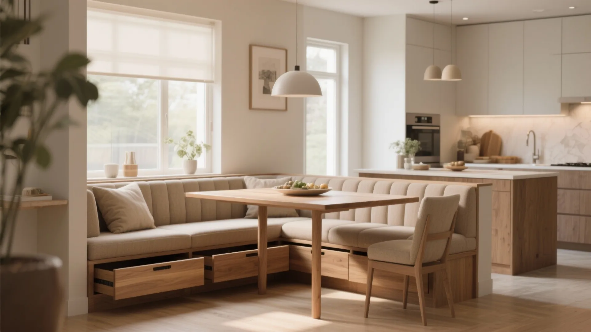4. Banquette Seating that Doubles as Storage