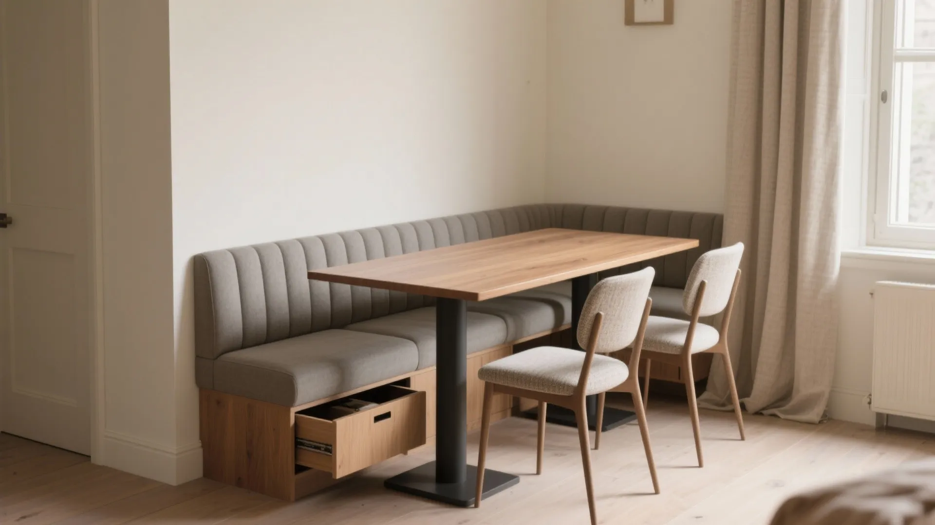 2. Use built-in banquettes to save width