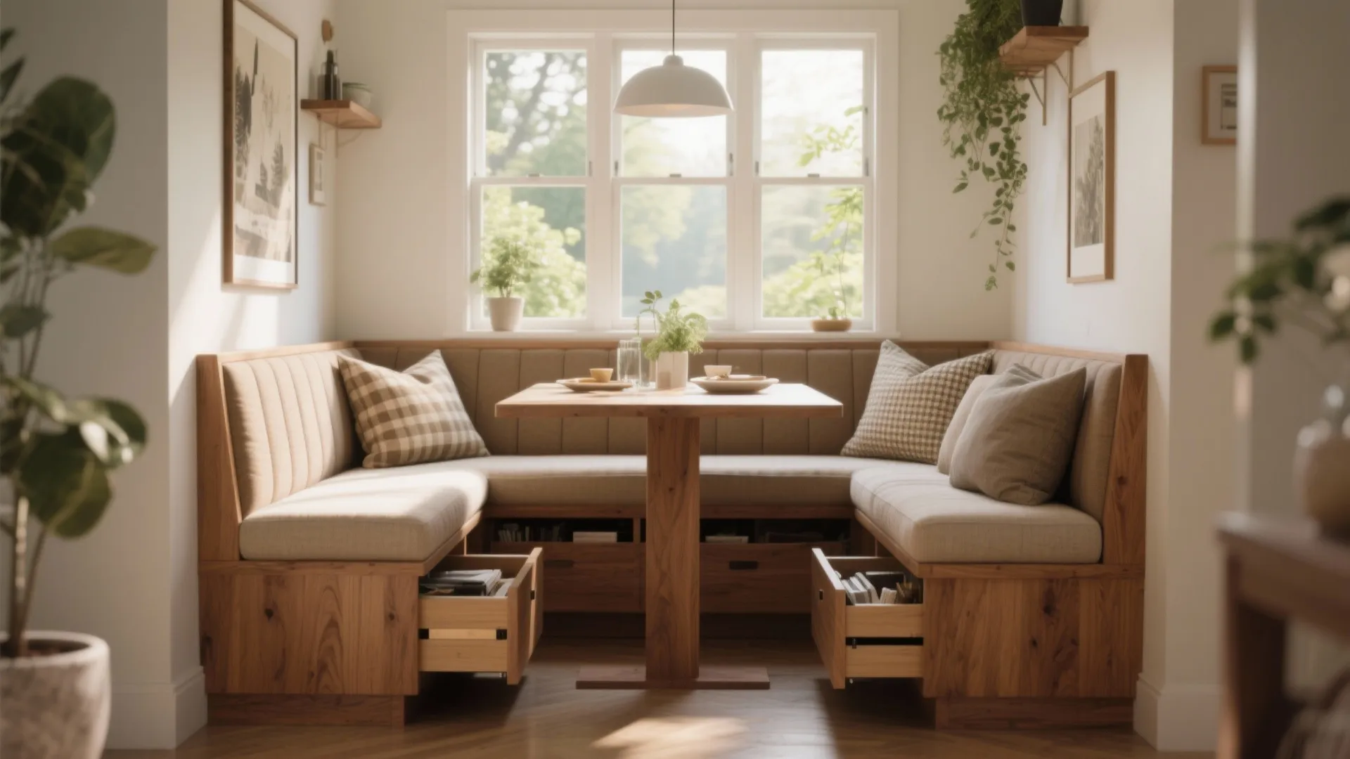 3. Built-in banquette with under-seat storage