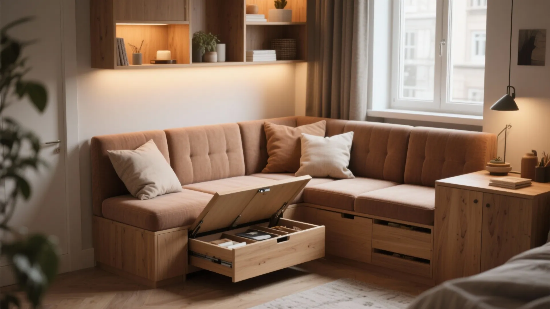 3. Built-in banquette with hidden storage