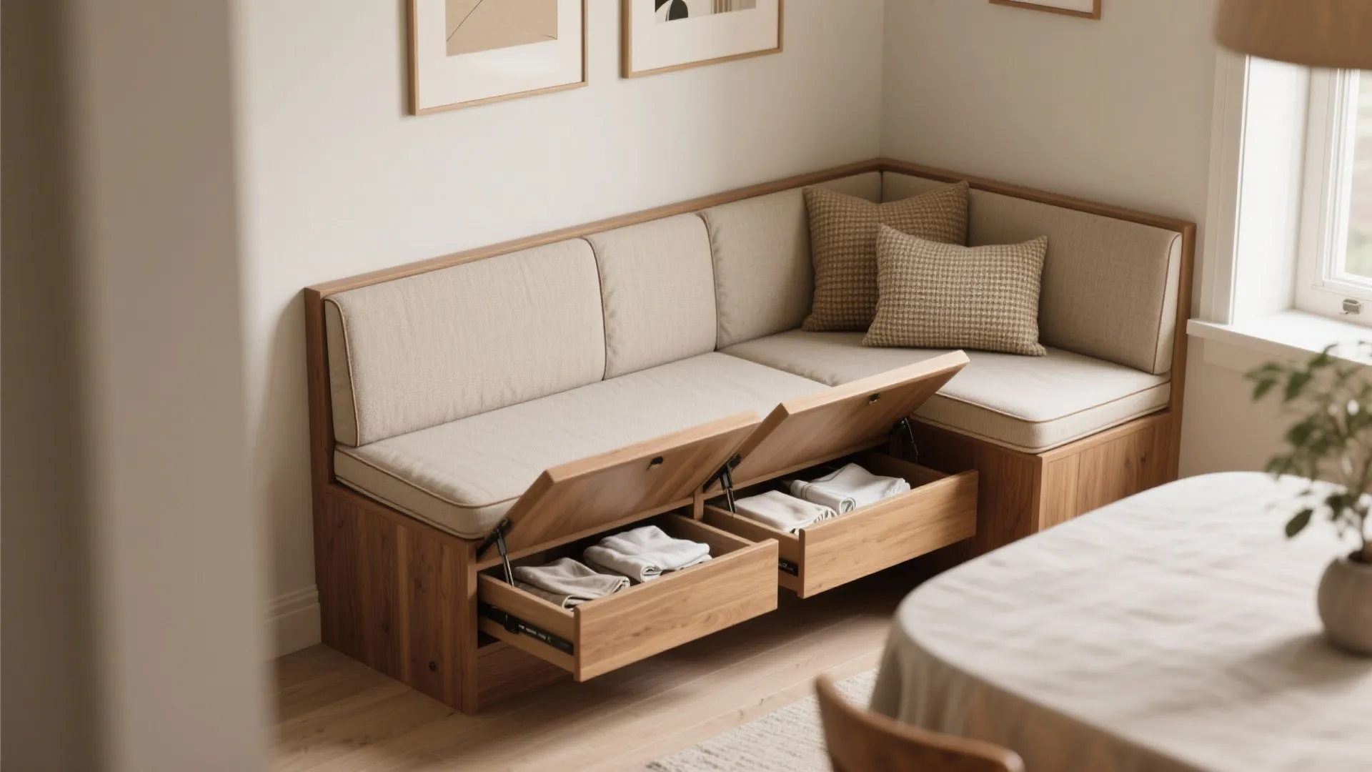 1. Built-in banquettes that double as storage