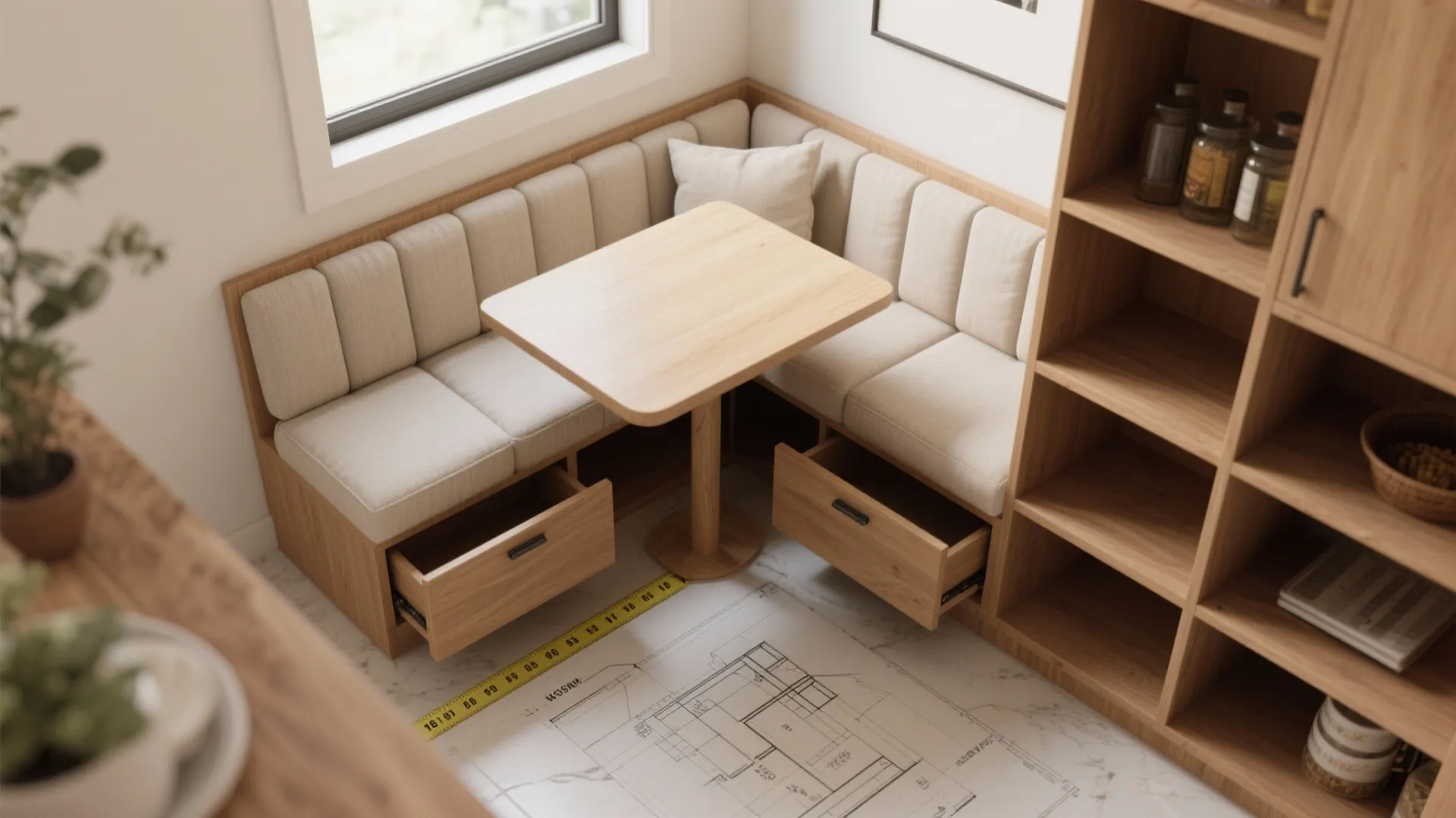 3. Built-in banquette with hidden storage