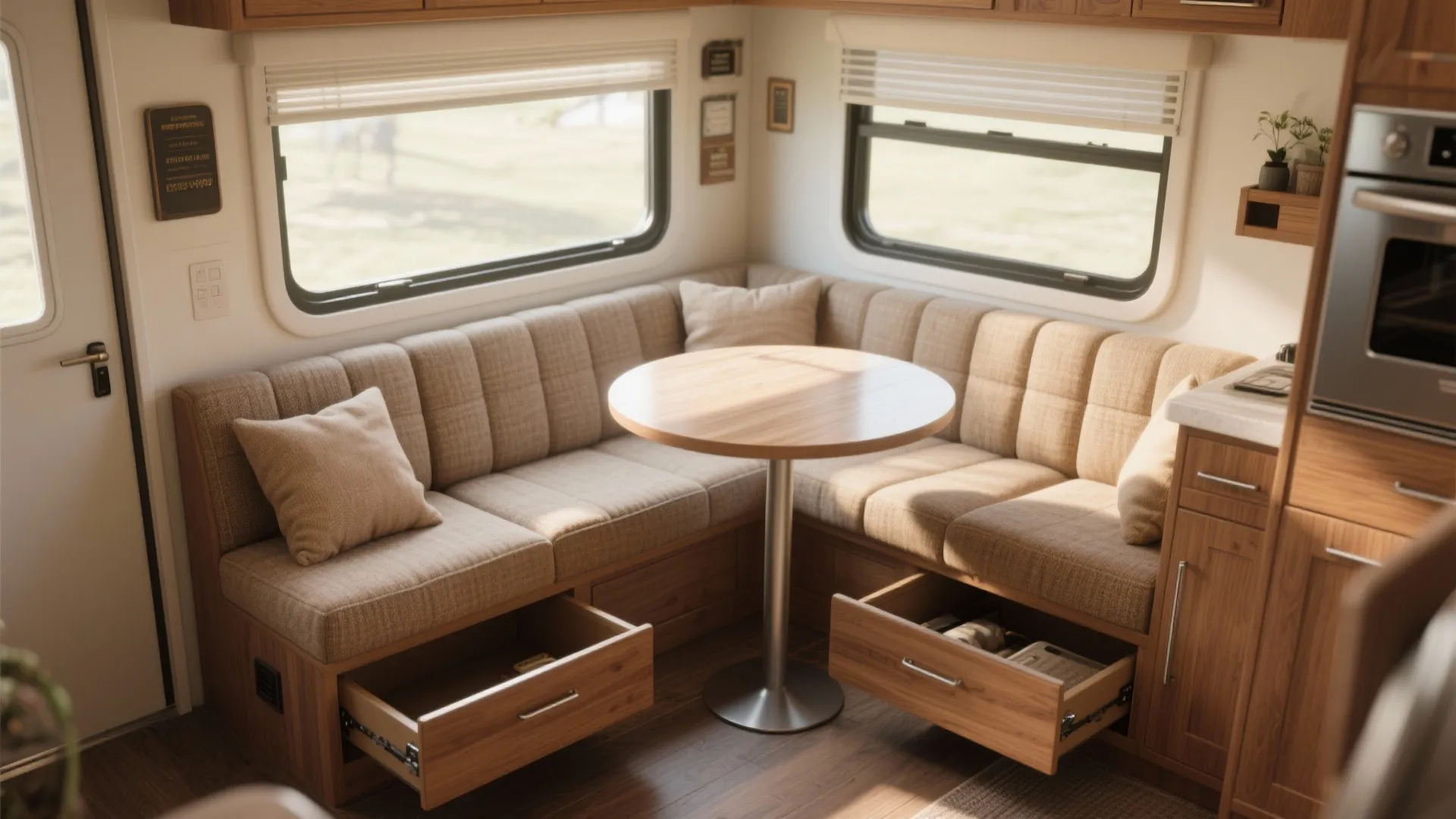 3. Banquette seating that doubles as storage