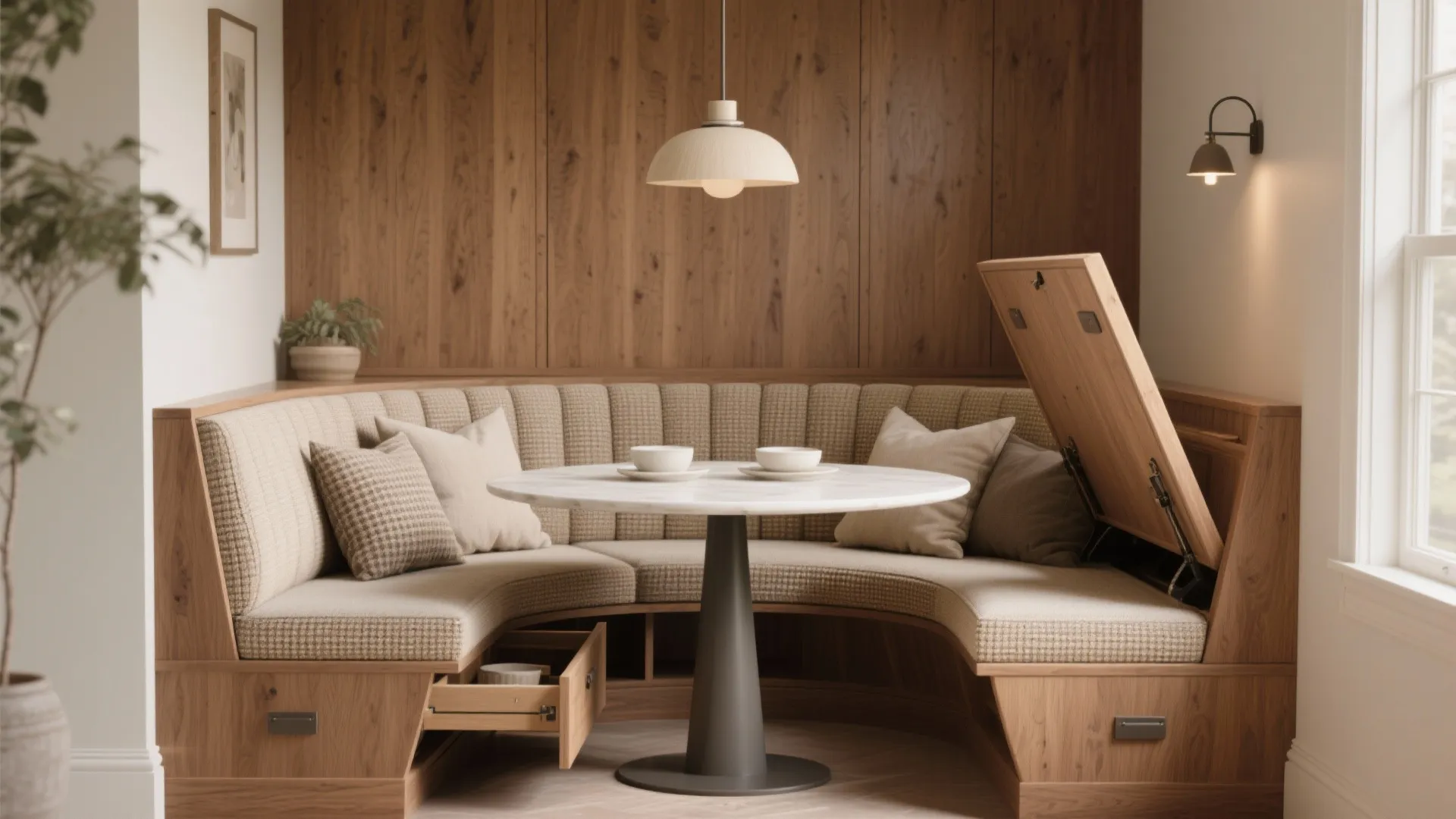 4. Banquette with hidden storage