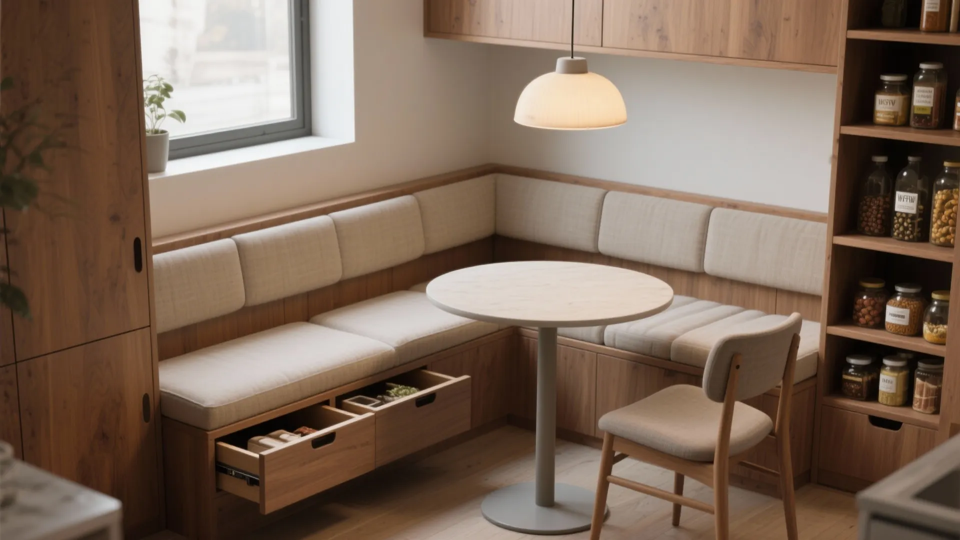 3. Built-in banquette with hidden storage