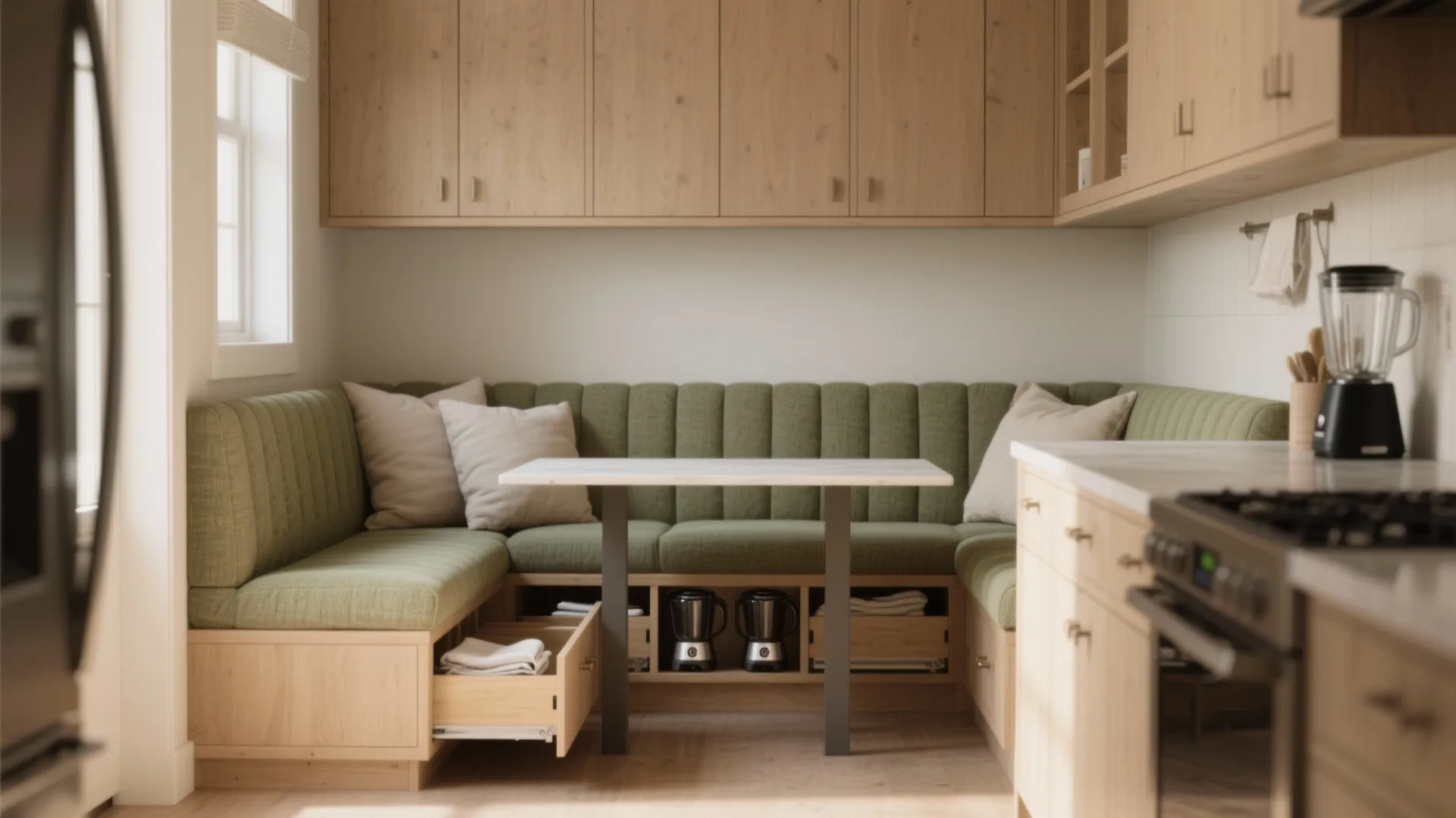 2. Built-in banquette with storage