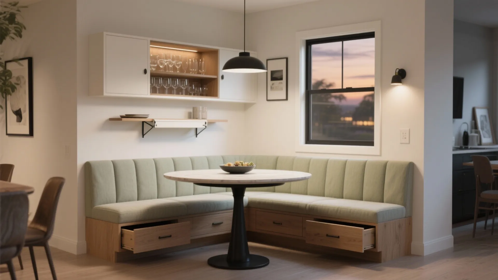 Built-In Banquette + Storage Wall (The Space Multiplier)