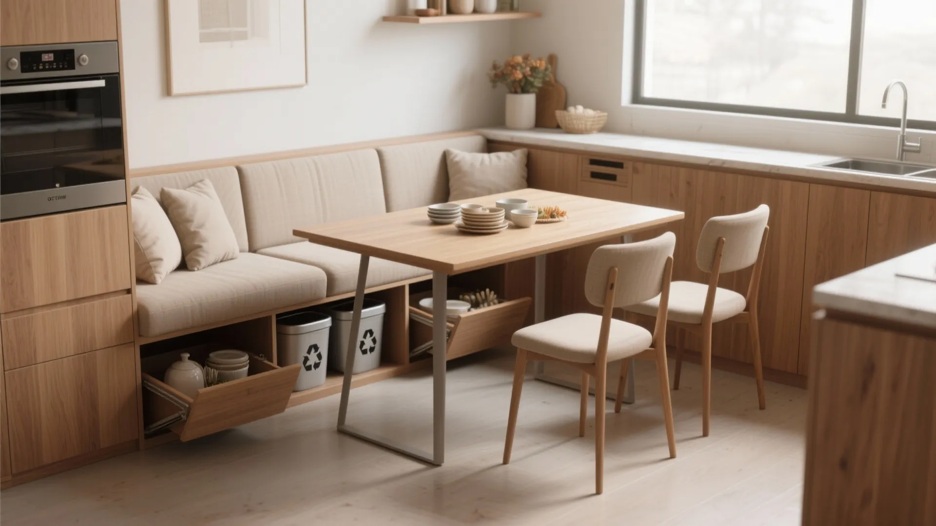 2. Built-in banquette with storage