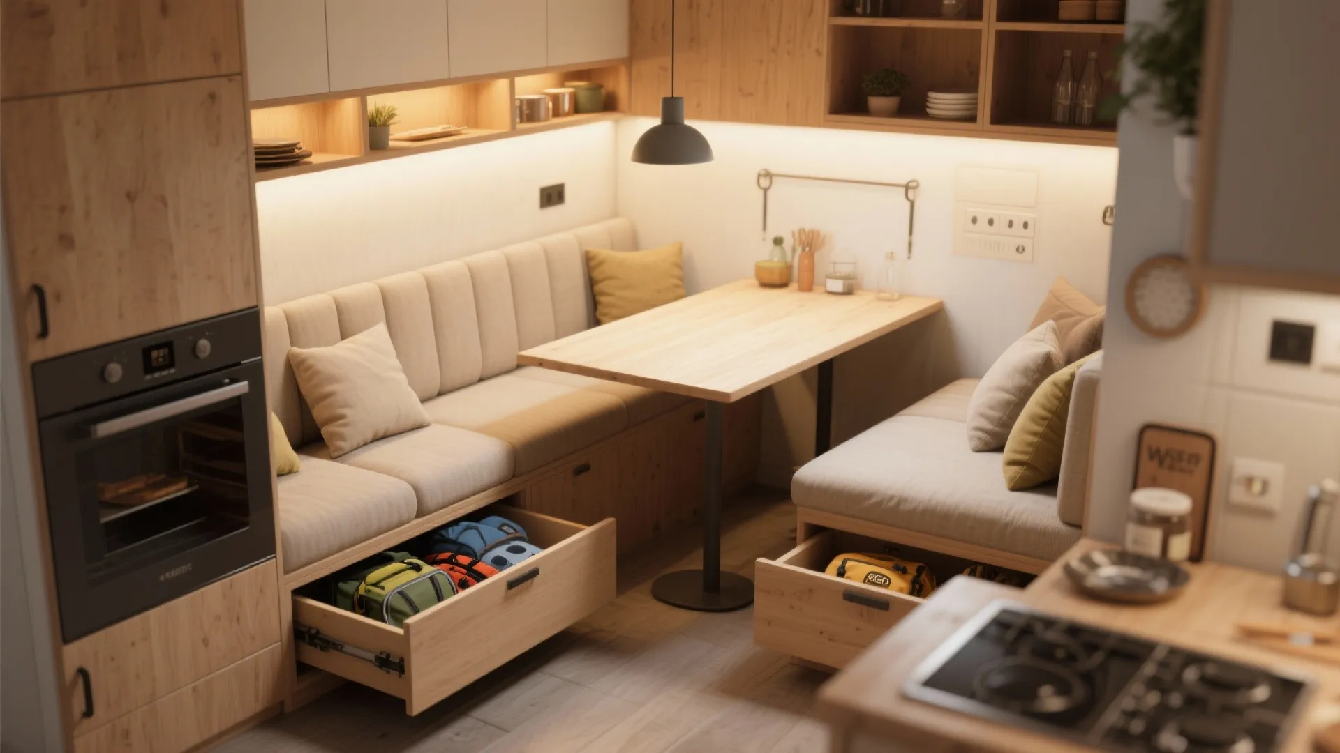 2. Bench and banquette with storage