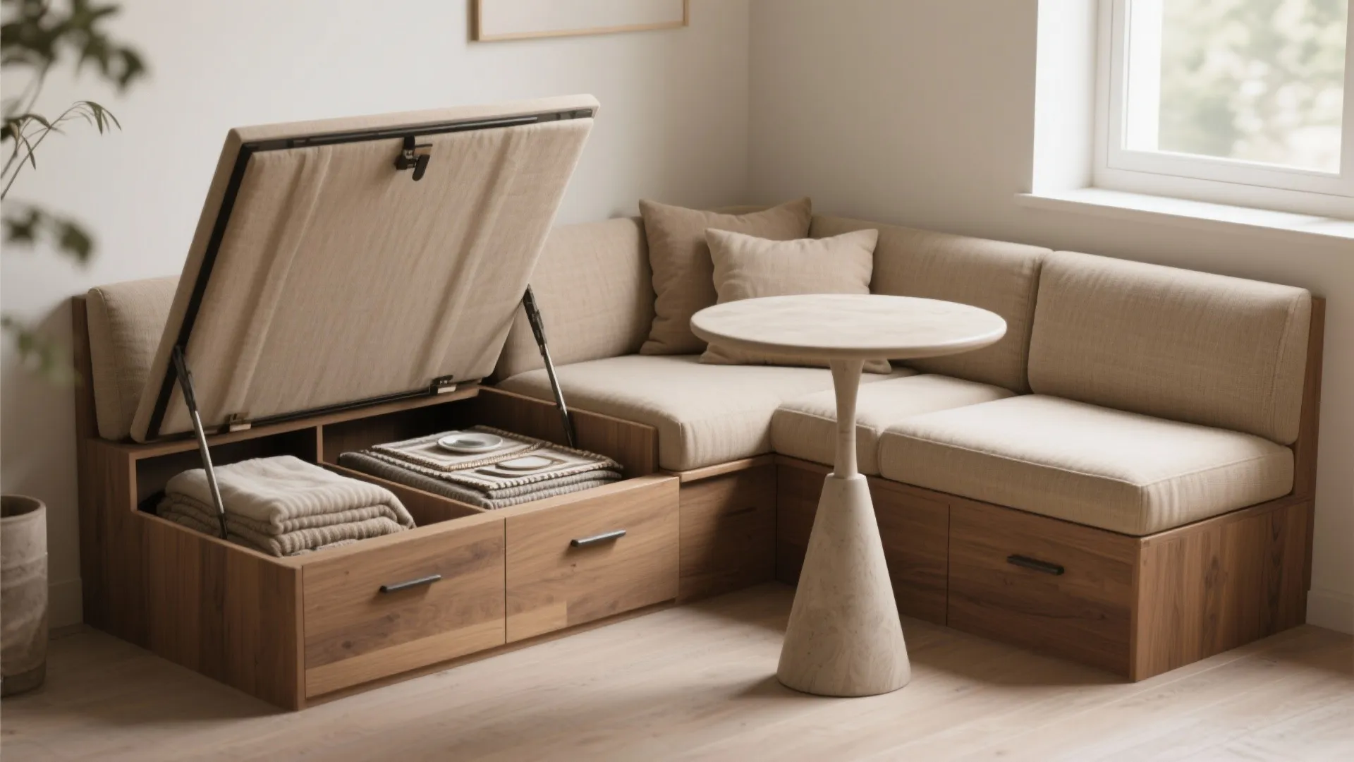 2. Built-in banquette with hidden storage