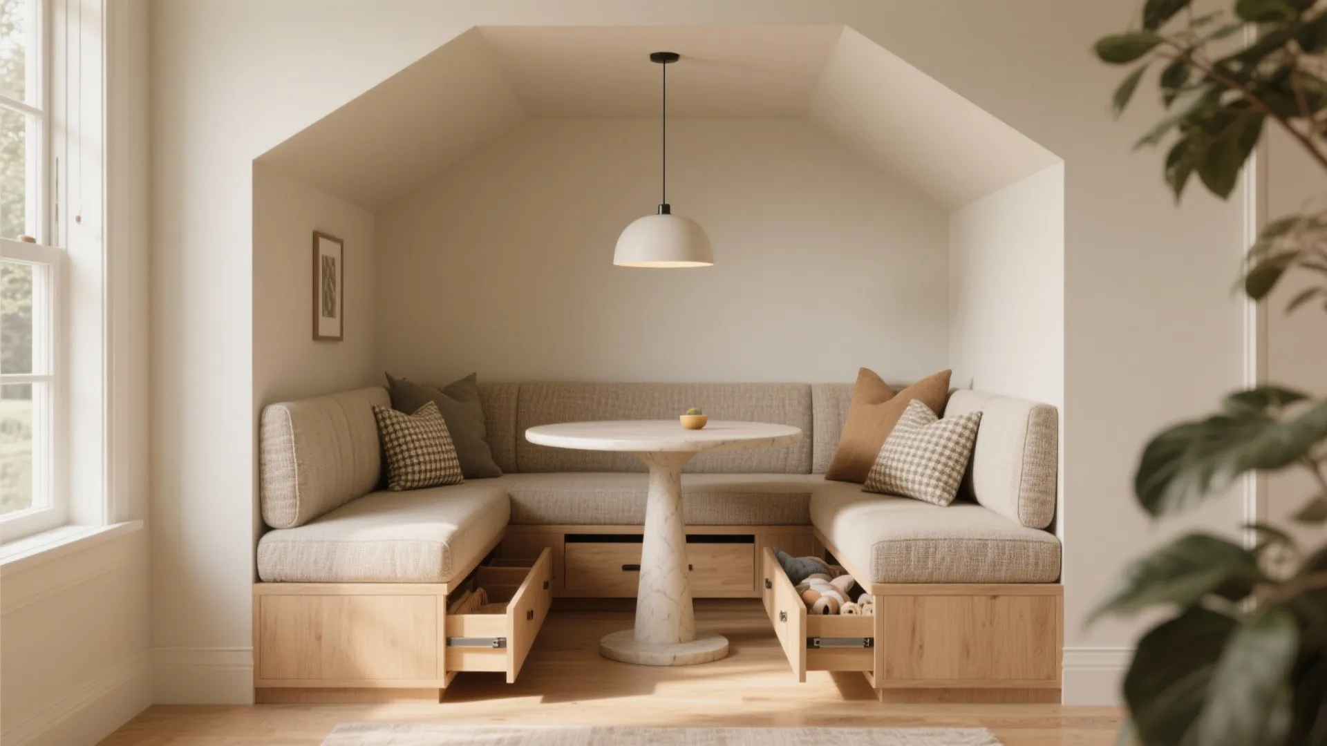 2. Built-in banquette with storage