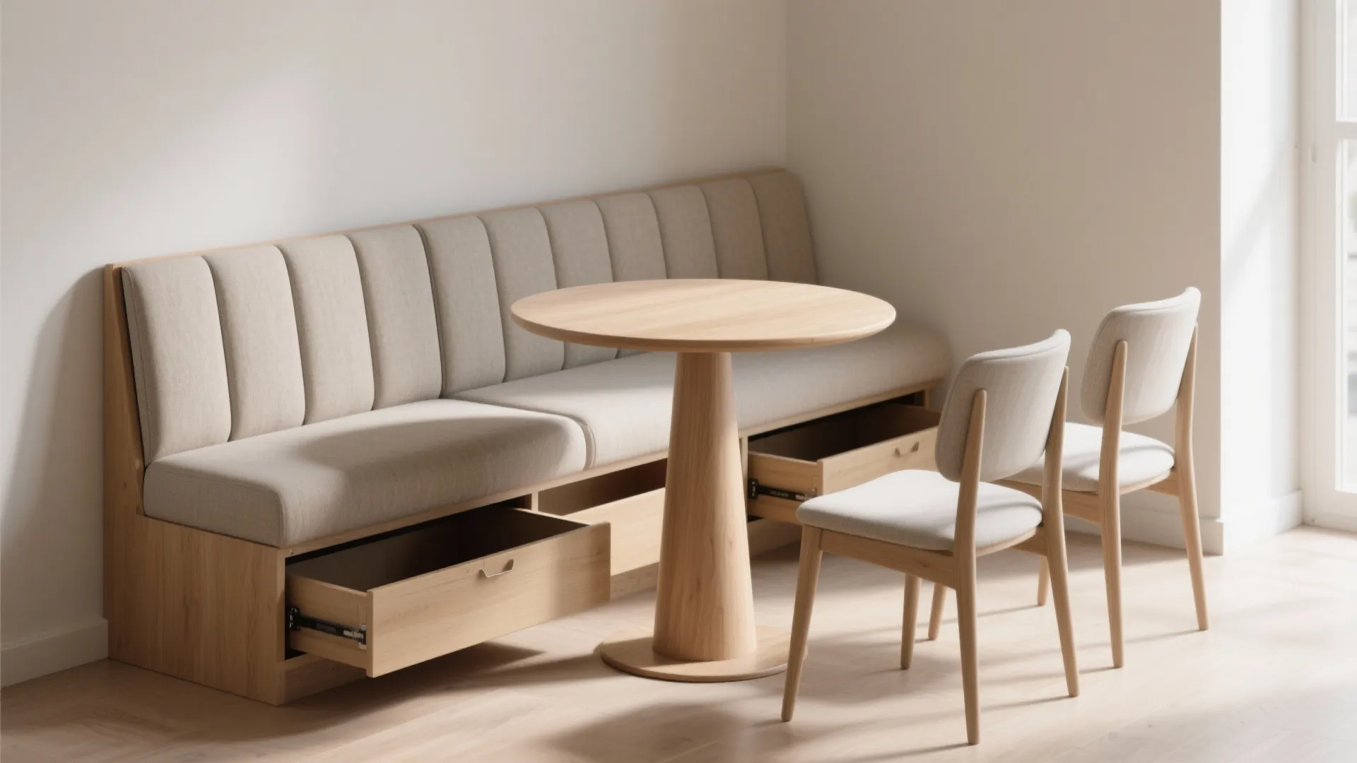 2) Banquette seating with hidden storage