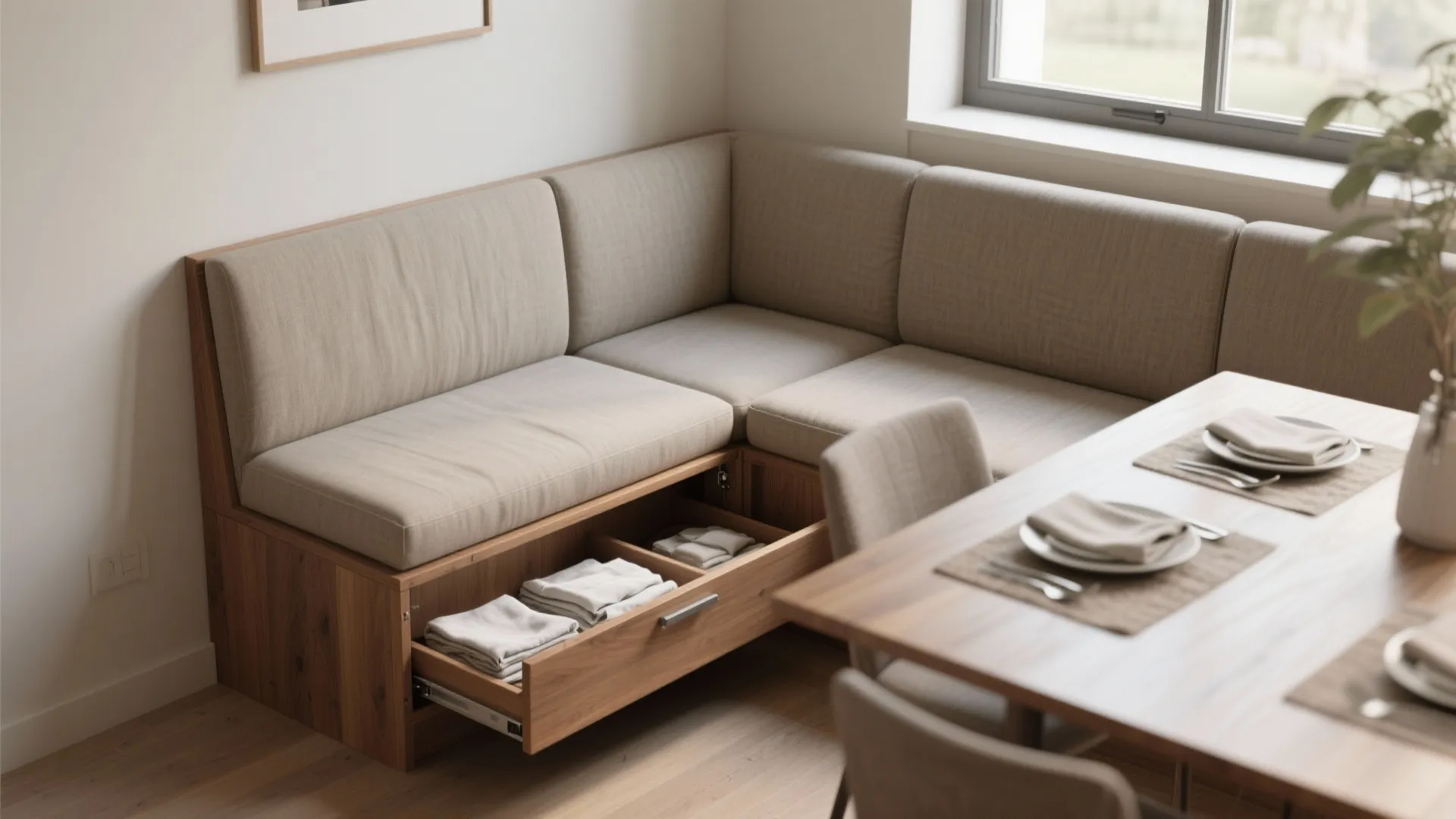 1. Banquette Seating with Hidden Storage