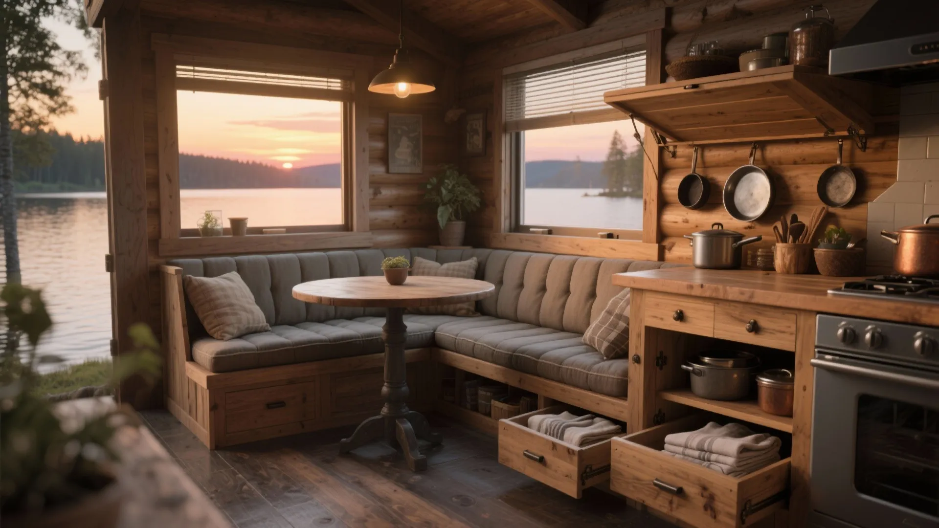 1. Built-in banquette with hidden storage