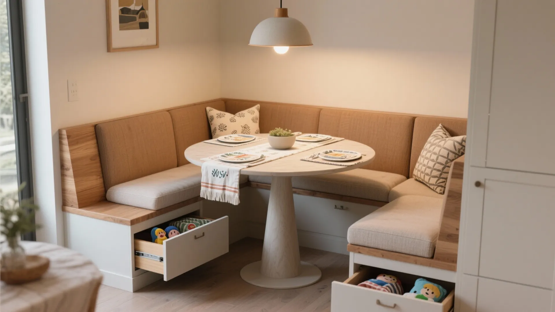 2. Built‑In Banquette Seating with Hidden Storage