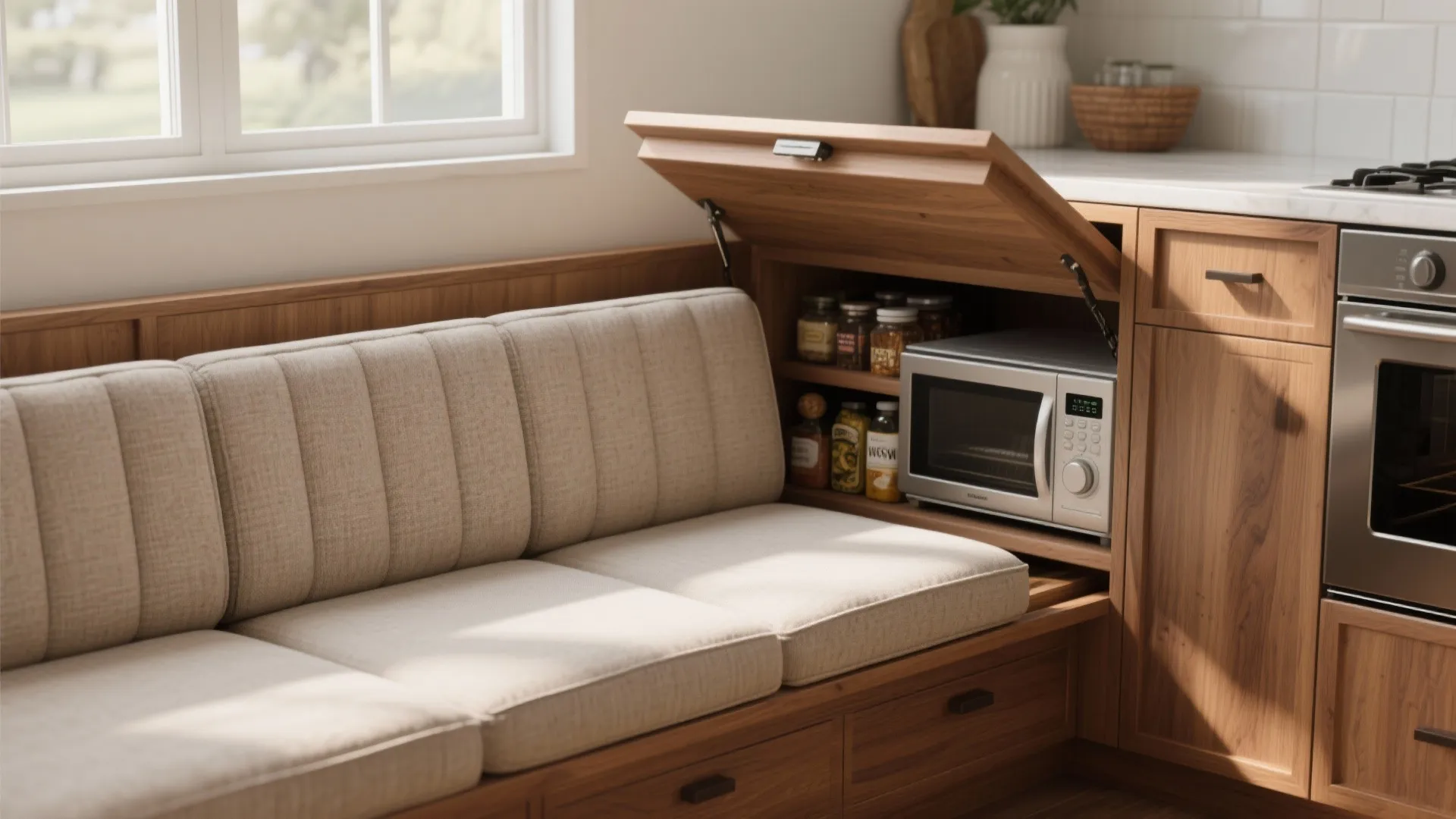 1. Built-in banquette with storage