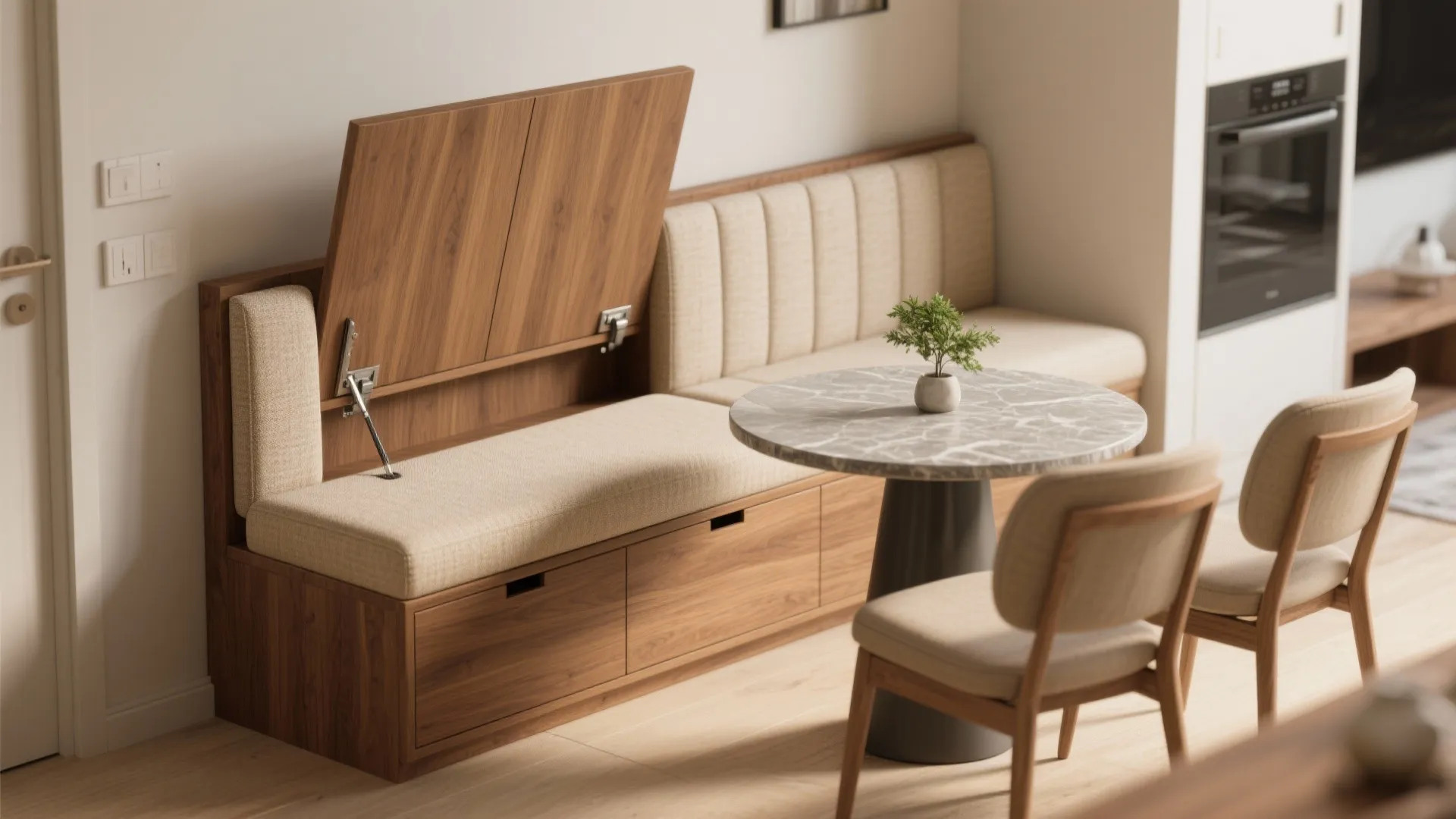 Open-plan living with a defined dining nook