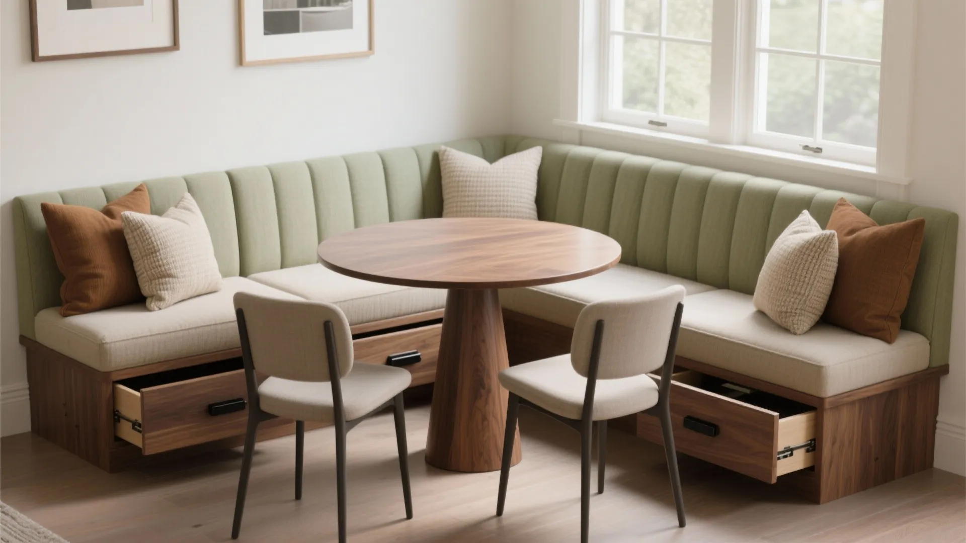 Built-in Banquette Seating with Hidden Storage