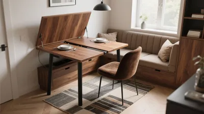 Space-Saving Dining Nook with Transformable Table