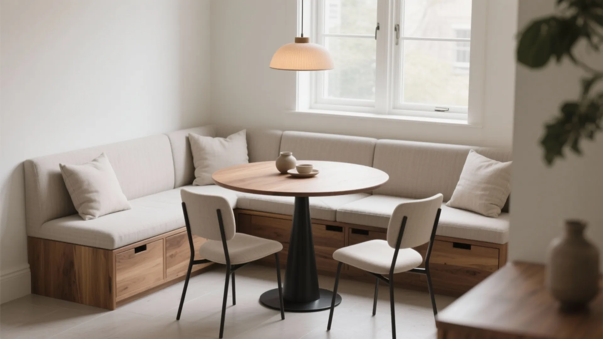 Banquette Seating That Hugs the Wall