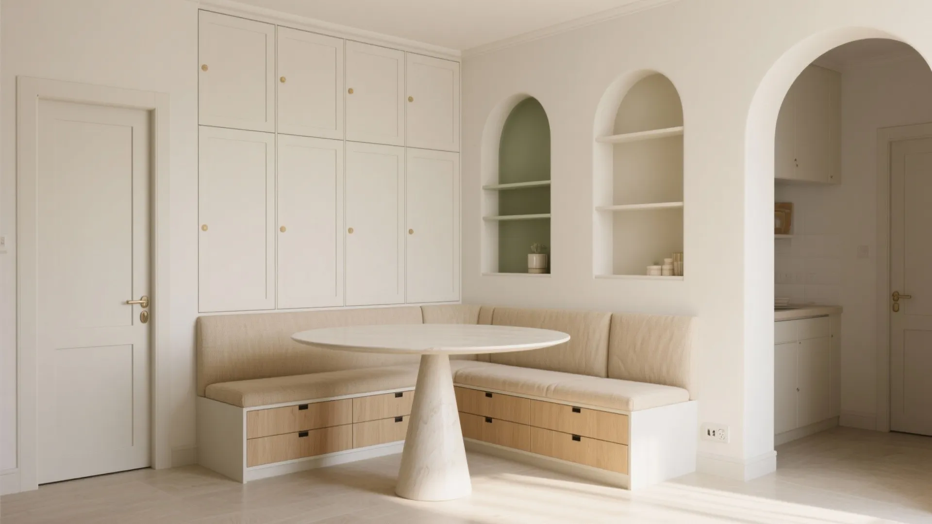 Built-in Bench + Storage Wall Combo