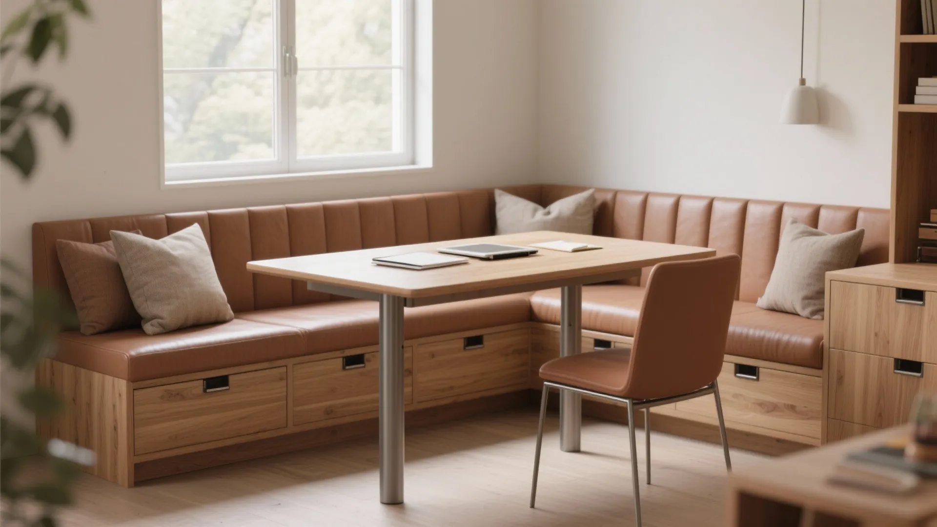 Banquette + Extendable Table: One Wall, Many Functions