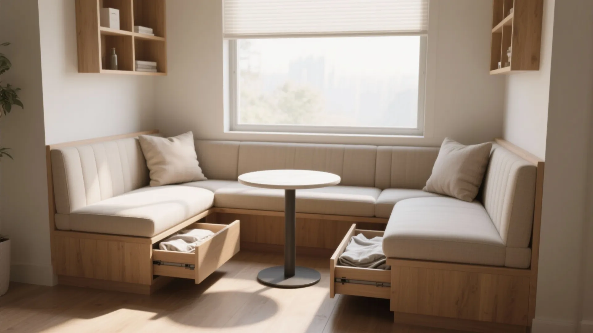 4. Built-in banquette by the window