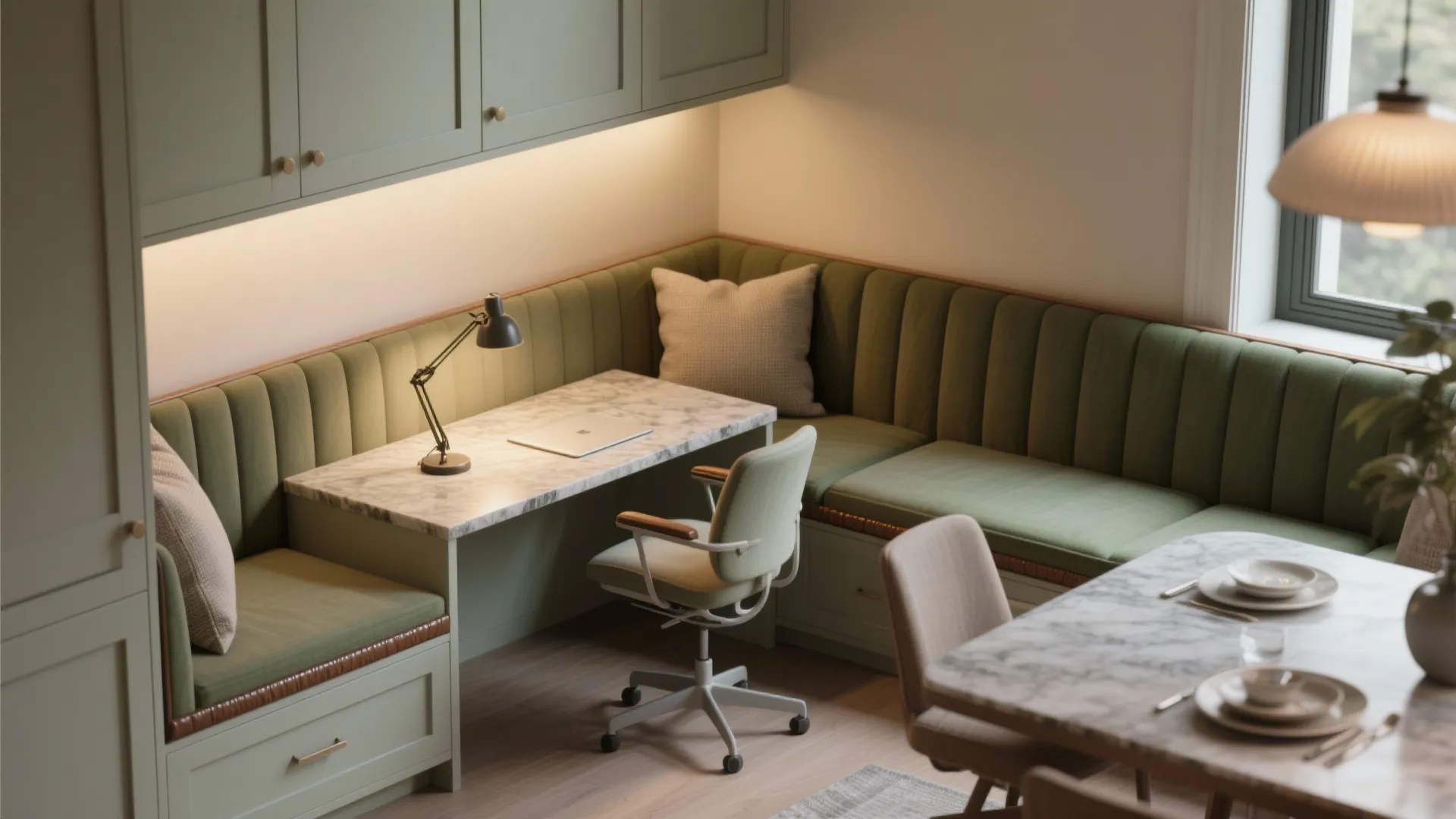 3. Built-in banquette with integrated workspace