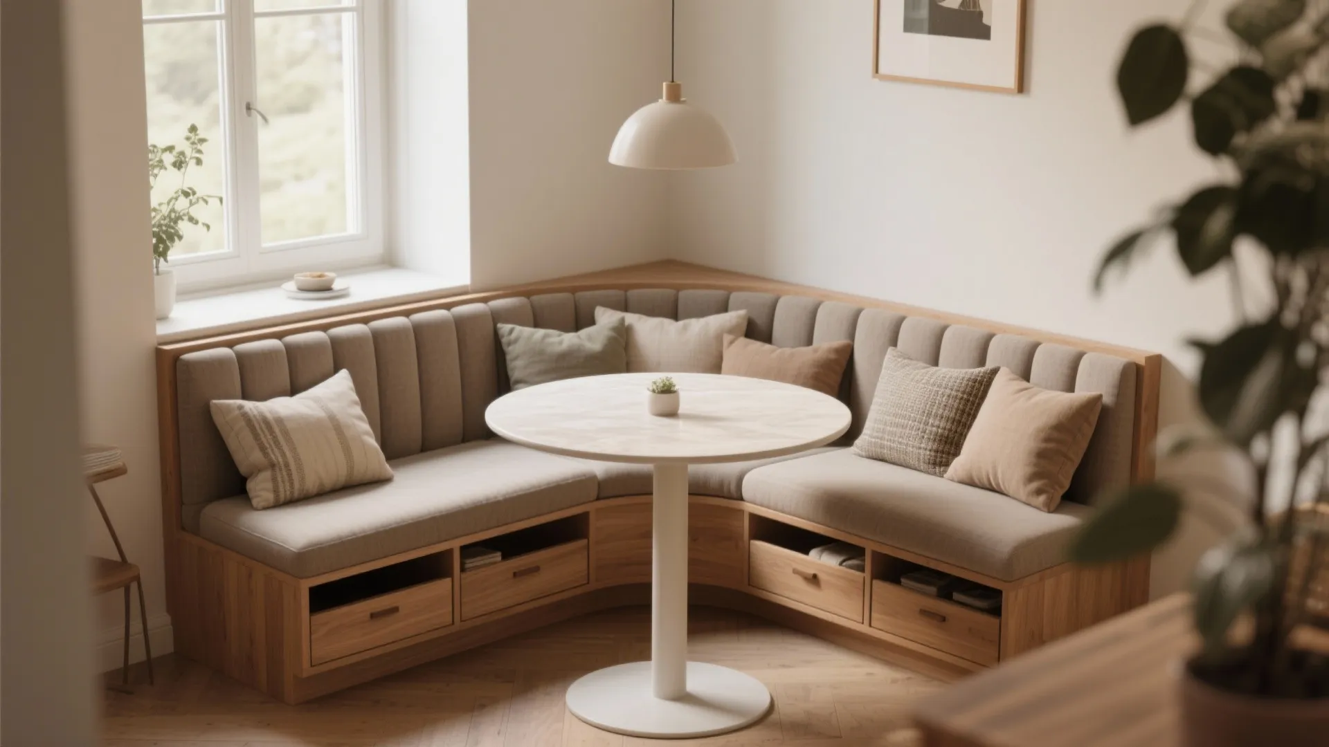 2. Wrap a built-in banquette around the curve