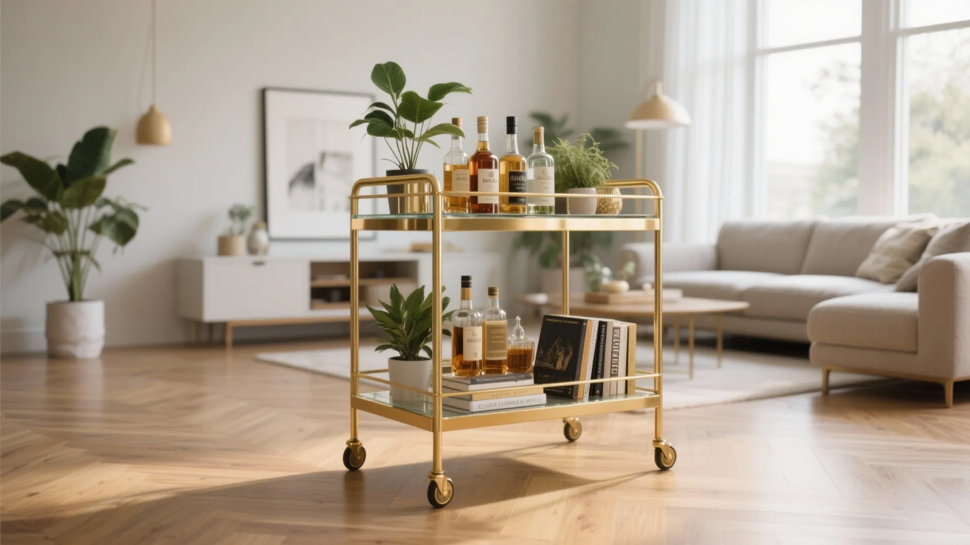 6. Bar Cart as a Design Feature