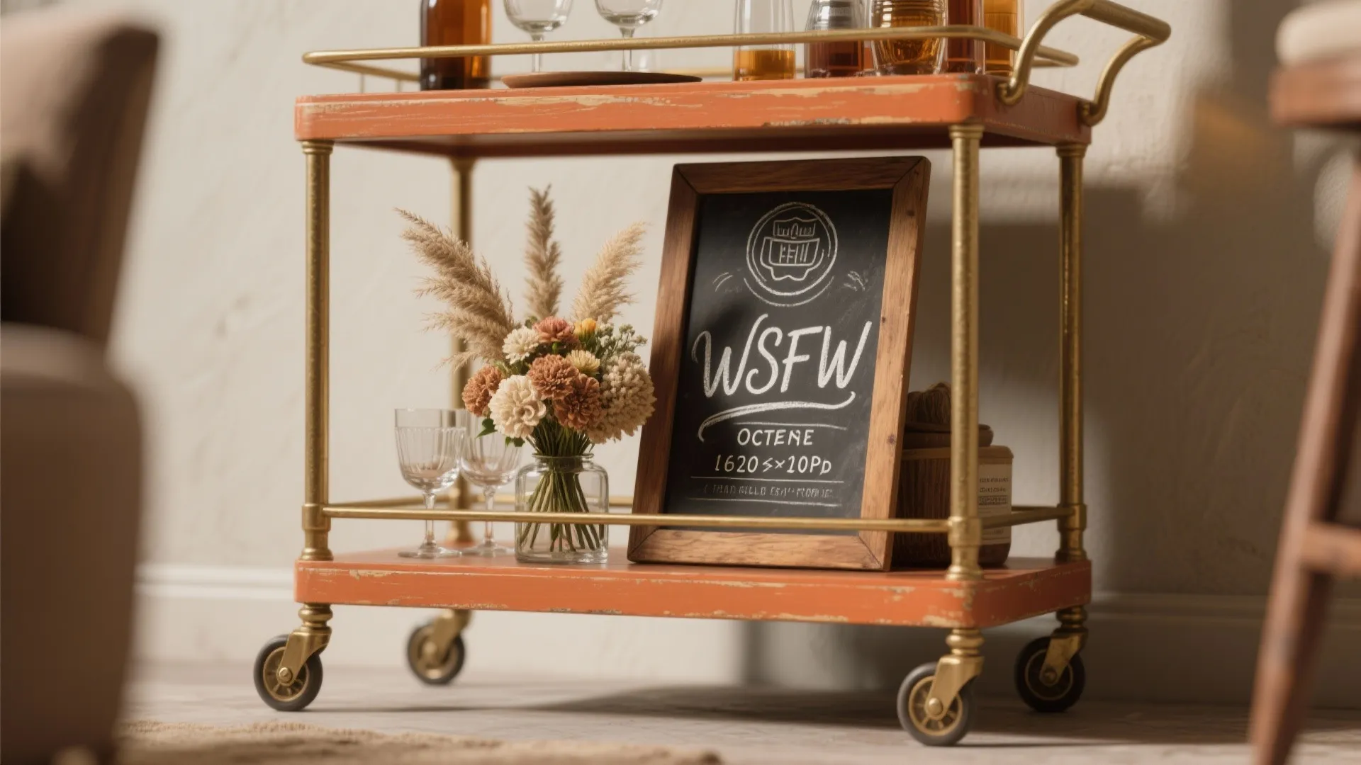 5. Rustic signage and bar carts that tell a story