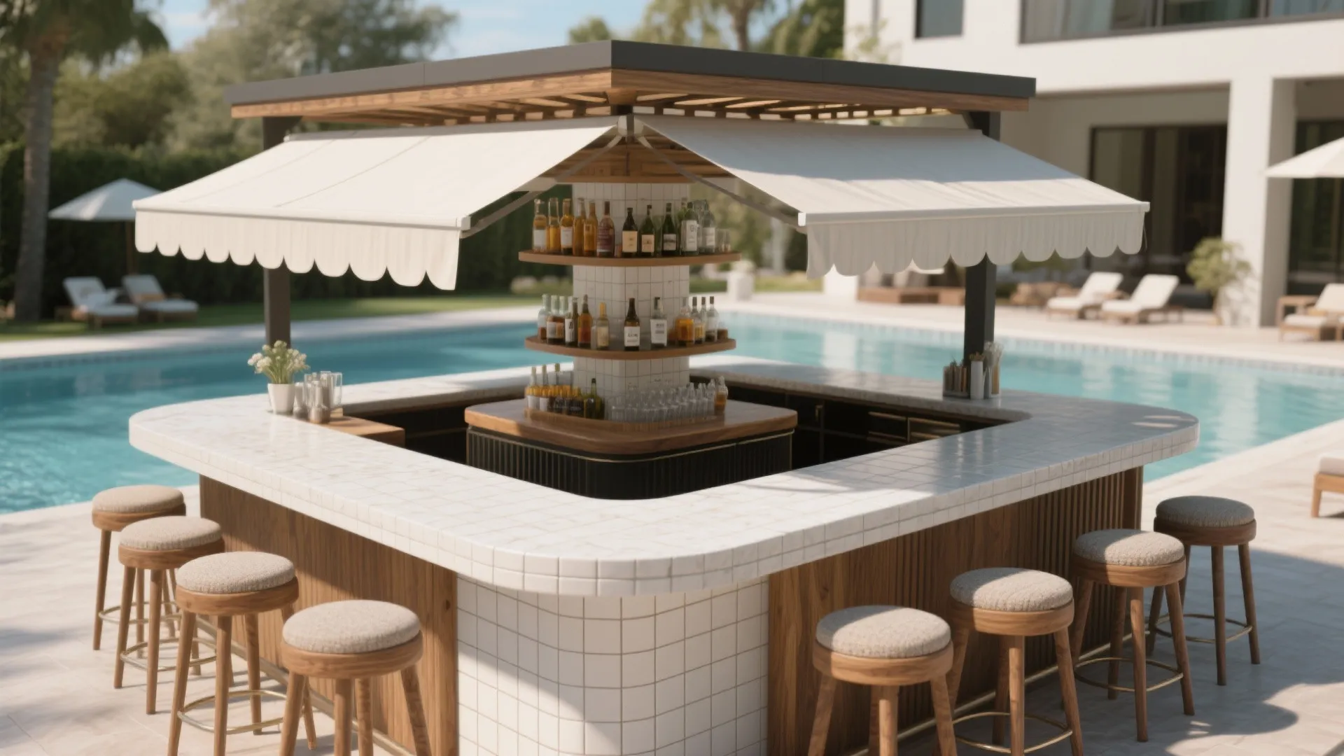 2. Bar counter with integrated seating