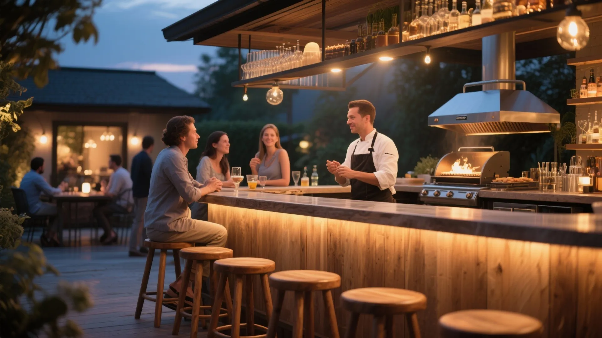 7. Bar Counter with High Stools