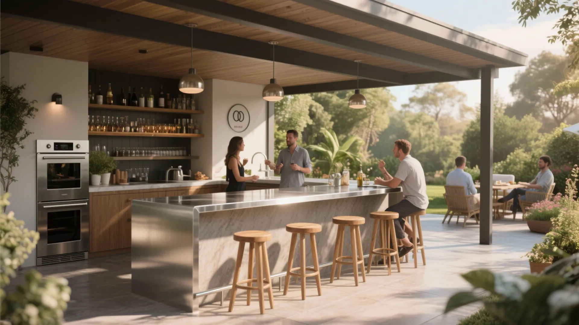 3. Bar Counter with High Stools