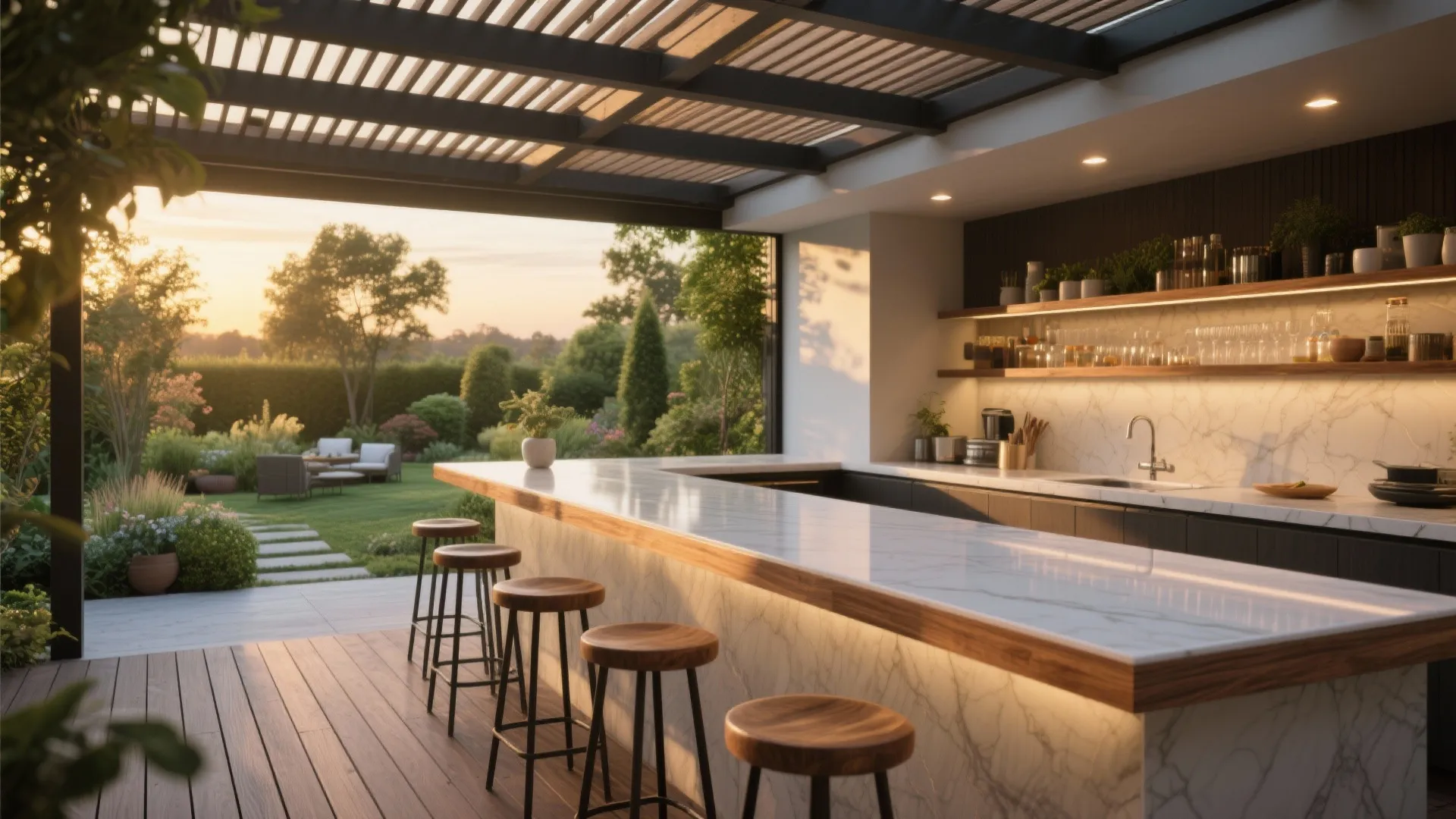 2. Counter-Height Bar Facing the Garden