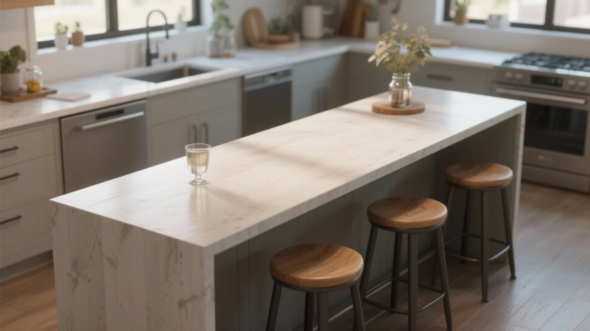 4. Narrow bar-height table with stools