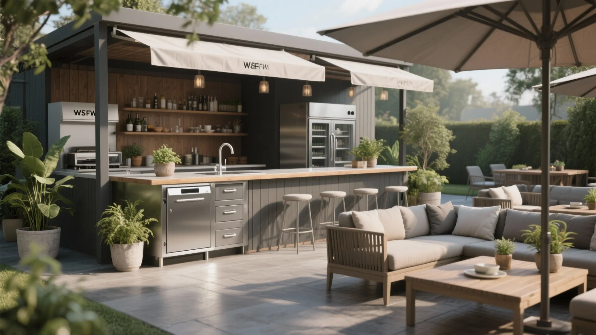 5. Weatherproof Bar and Lounge Combo