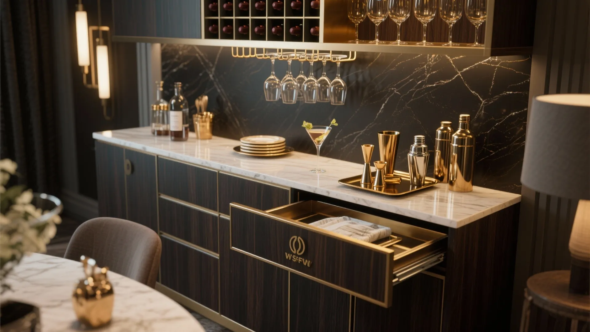 2. Multi-function sideboard with a built-in bar