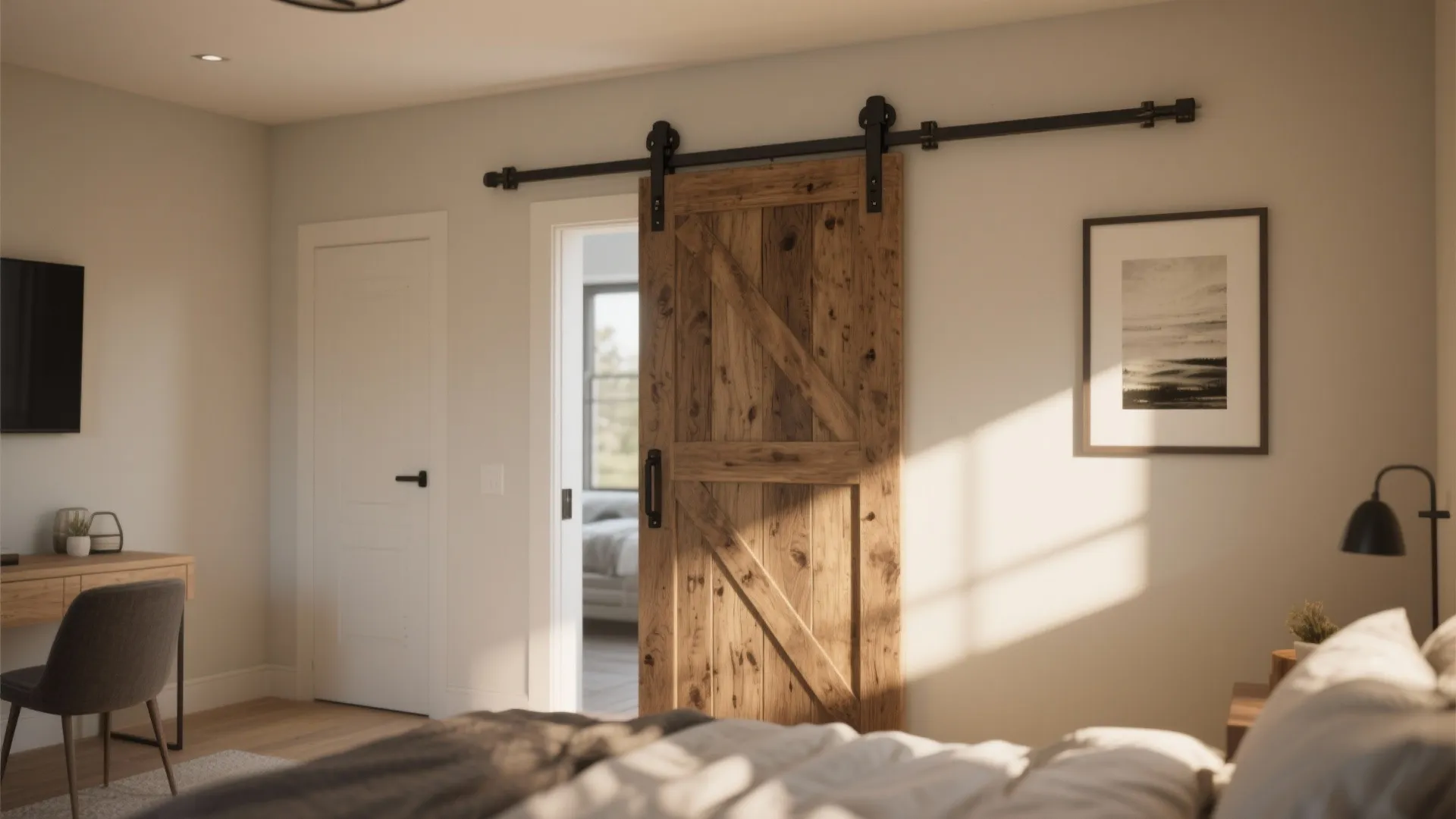 2. Barn doors for personality (with soft-close hardware)