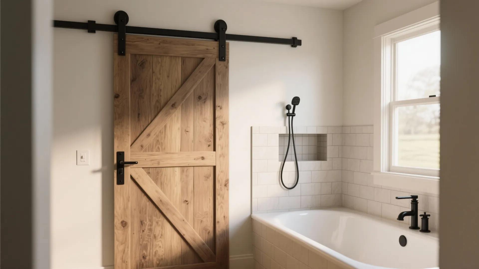 Tip 2: Sliding barn or sash doors — style with a wall track