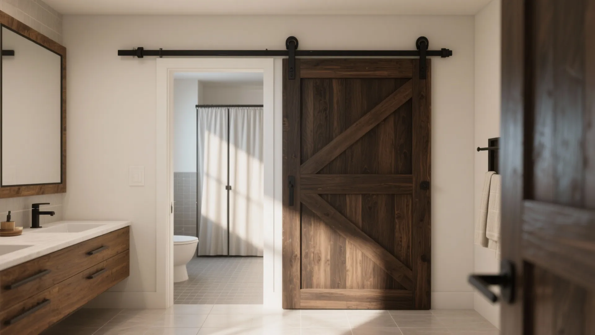 2. Sliding Barn Door with a Privacy Liner