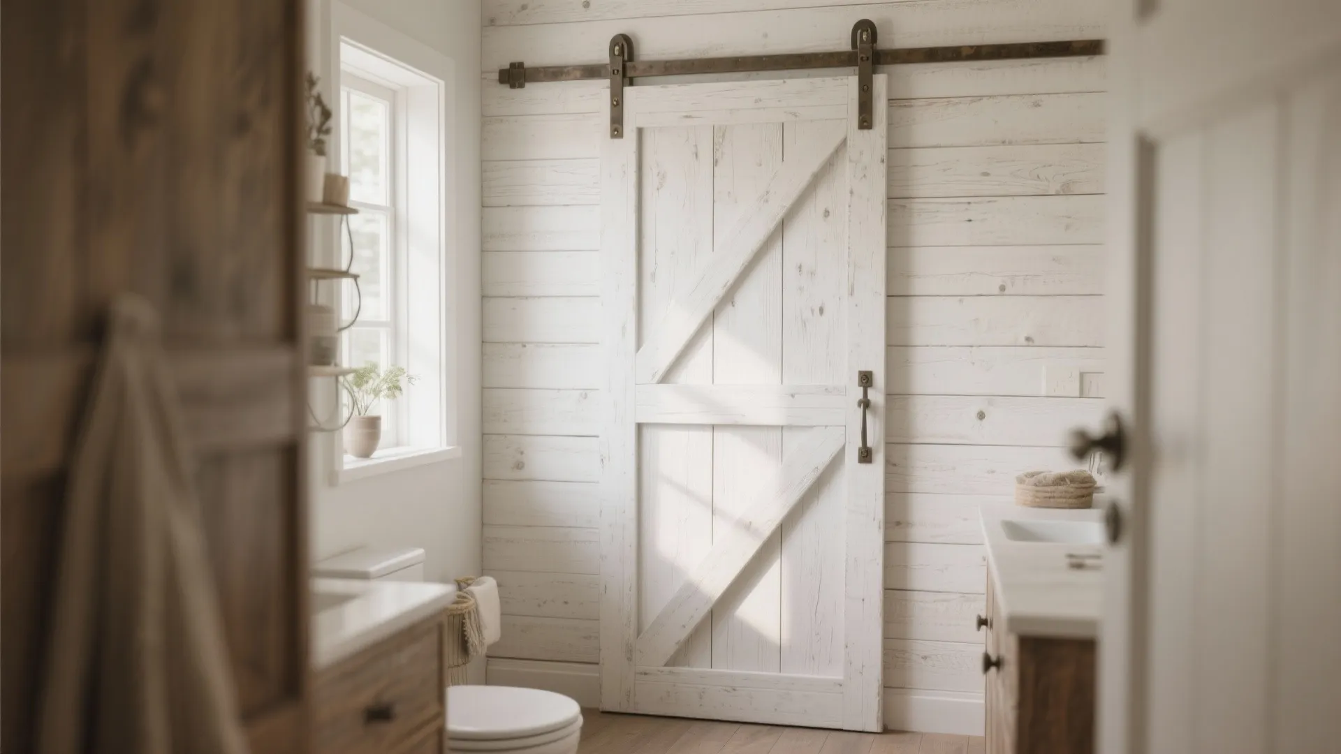 3. Sliding Barn Door with Matching Wall Treatment