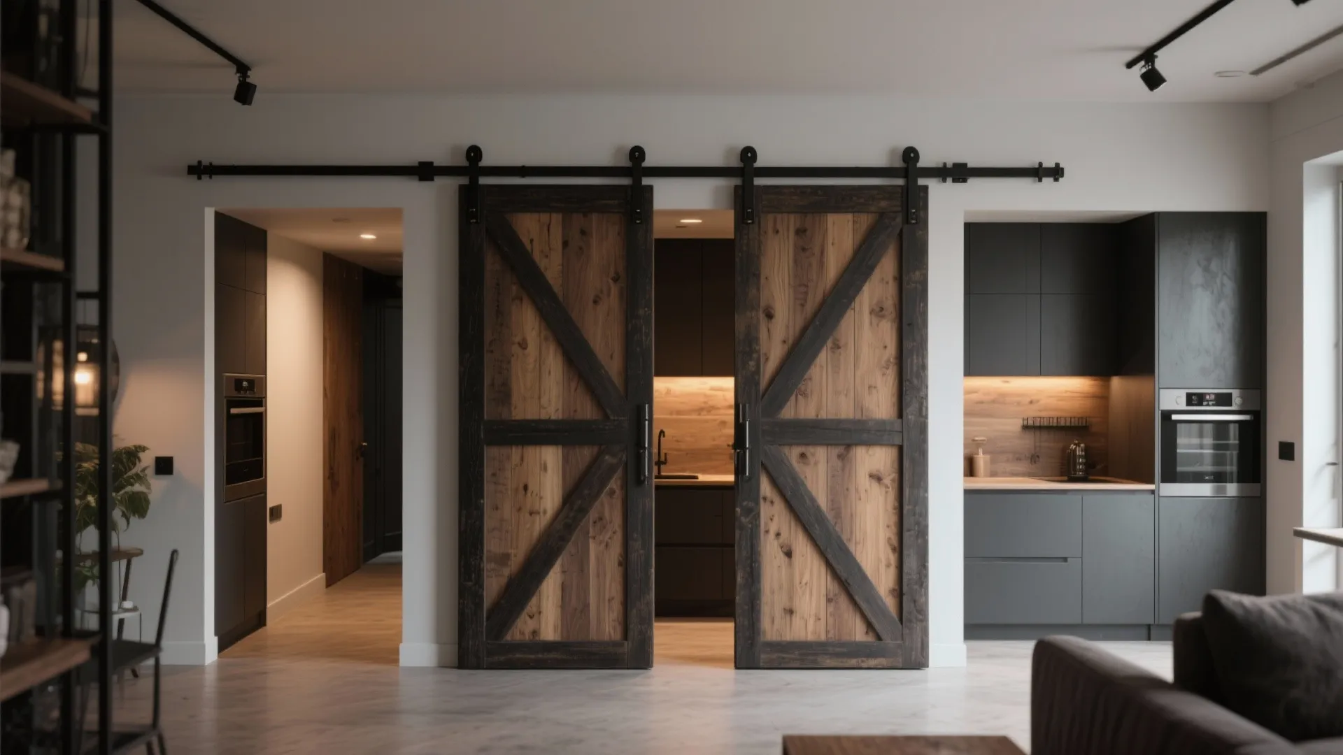3. Double barn doors for a rustic-modern vibe